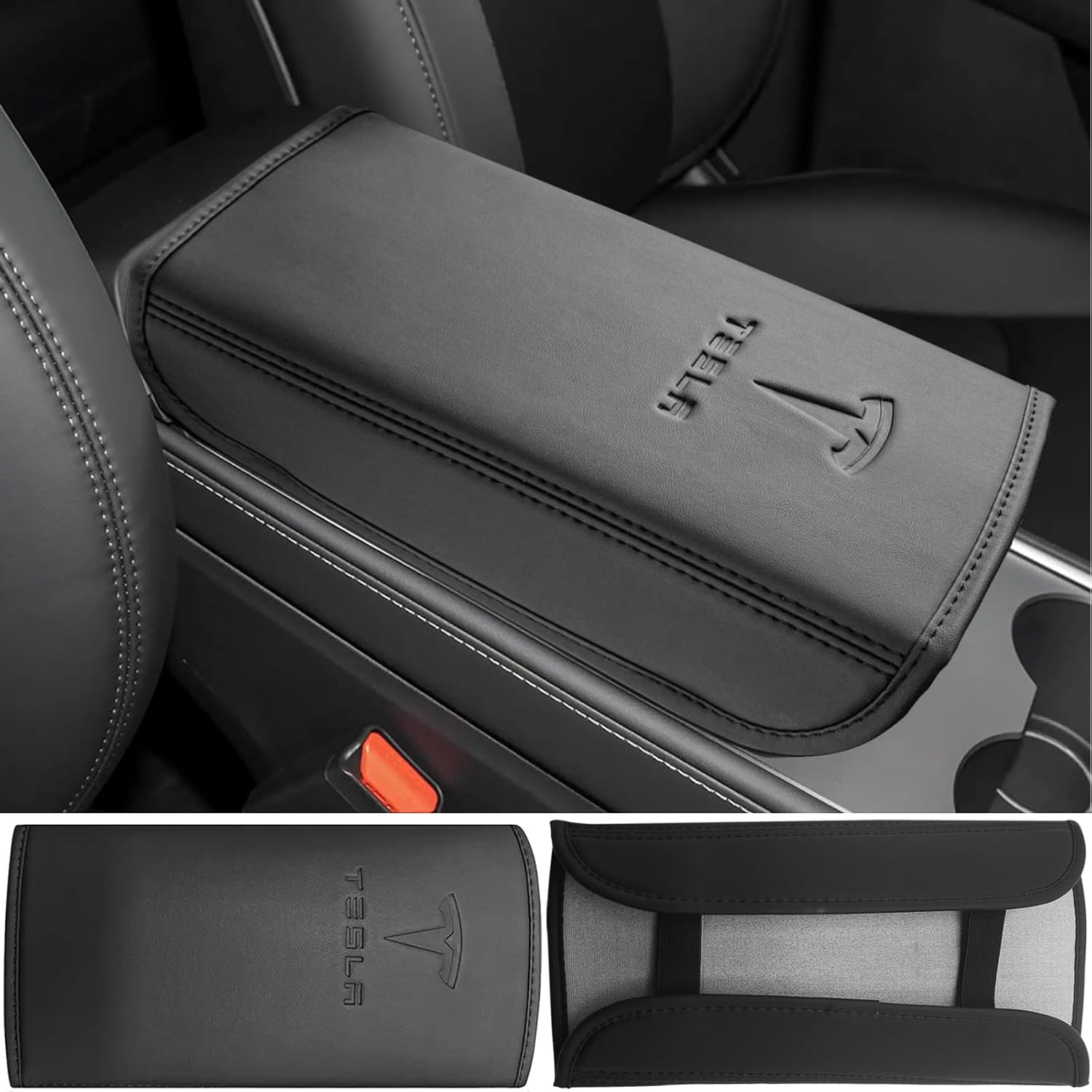 Armrest Cover for Tesla Model Y 2025-2020 and Model 3 2023-2017 Central Control Leather Arm Rest Cushion Pad Protection Car Interior Accessory for Tesla Model Y/3 image number 4