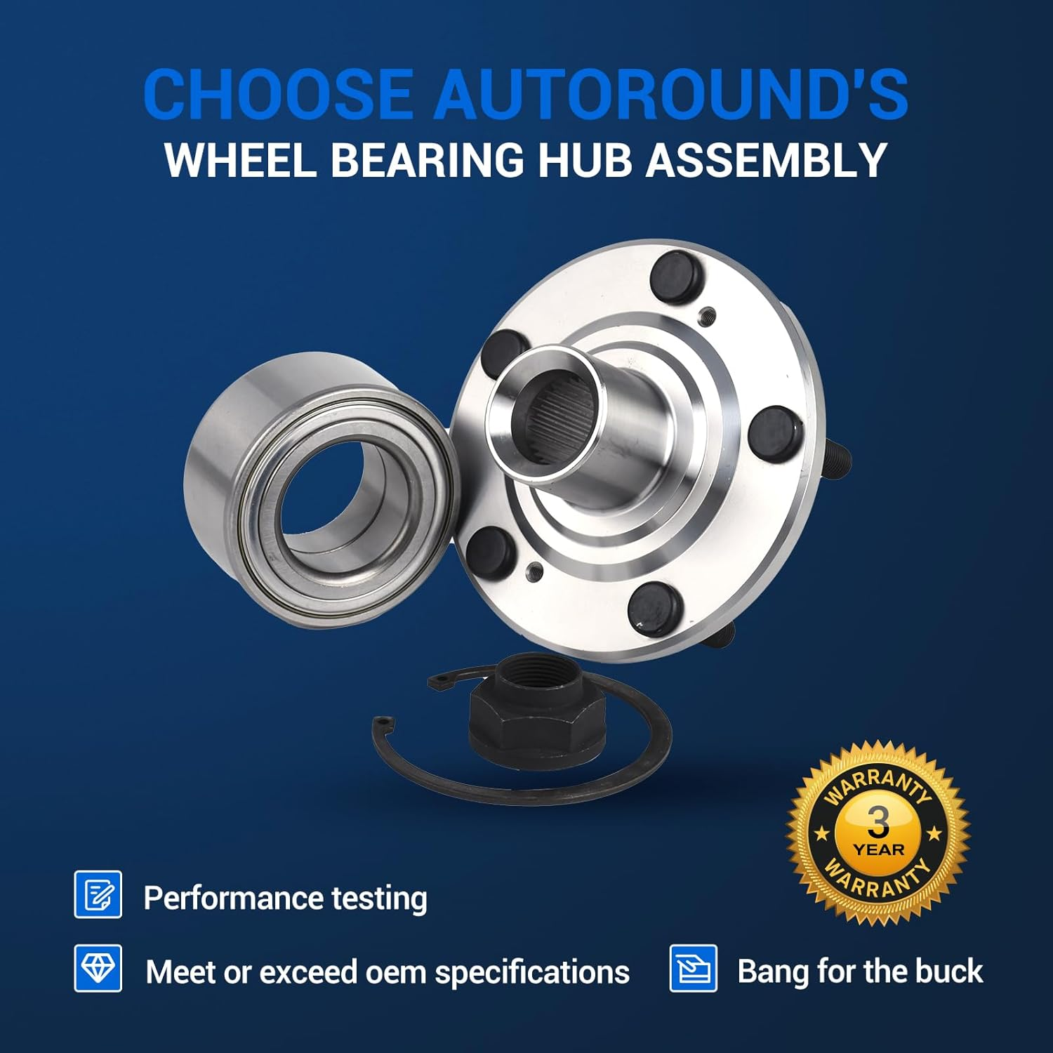 Autoround Pair BR930580K Front Wheel Bearing and Hub Assembly Compatible with Honda CR-V 2002-2006, Element 2003-2011 image number 6