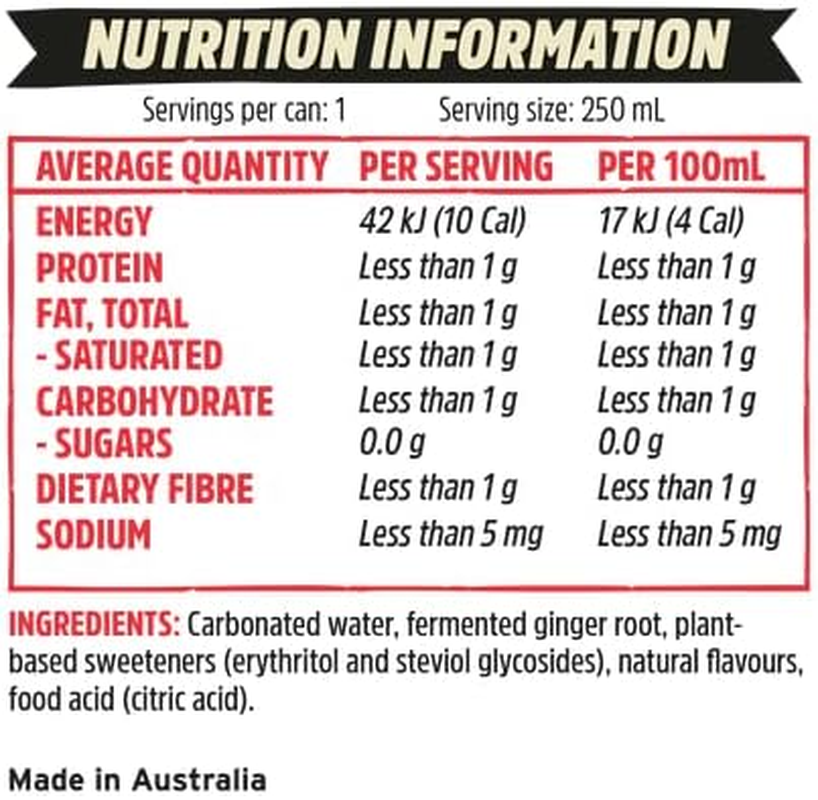 Remedy Ginger Beer with Lime - No Sugar, Real Aussie Ginger, Vegan, Gluten Free, No Artificial Colour or Flavours - Non Alcoholic - 24 Pack of 250Ml Cans image number 4