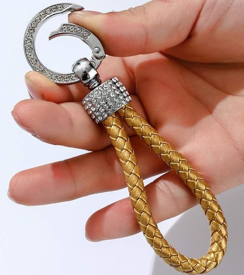 Crystal Heart Keychain, Sparkly Blue Rhinestone Key Fob Holder with Anti-Lost D-Ring image number 4