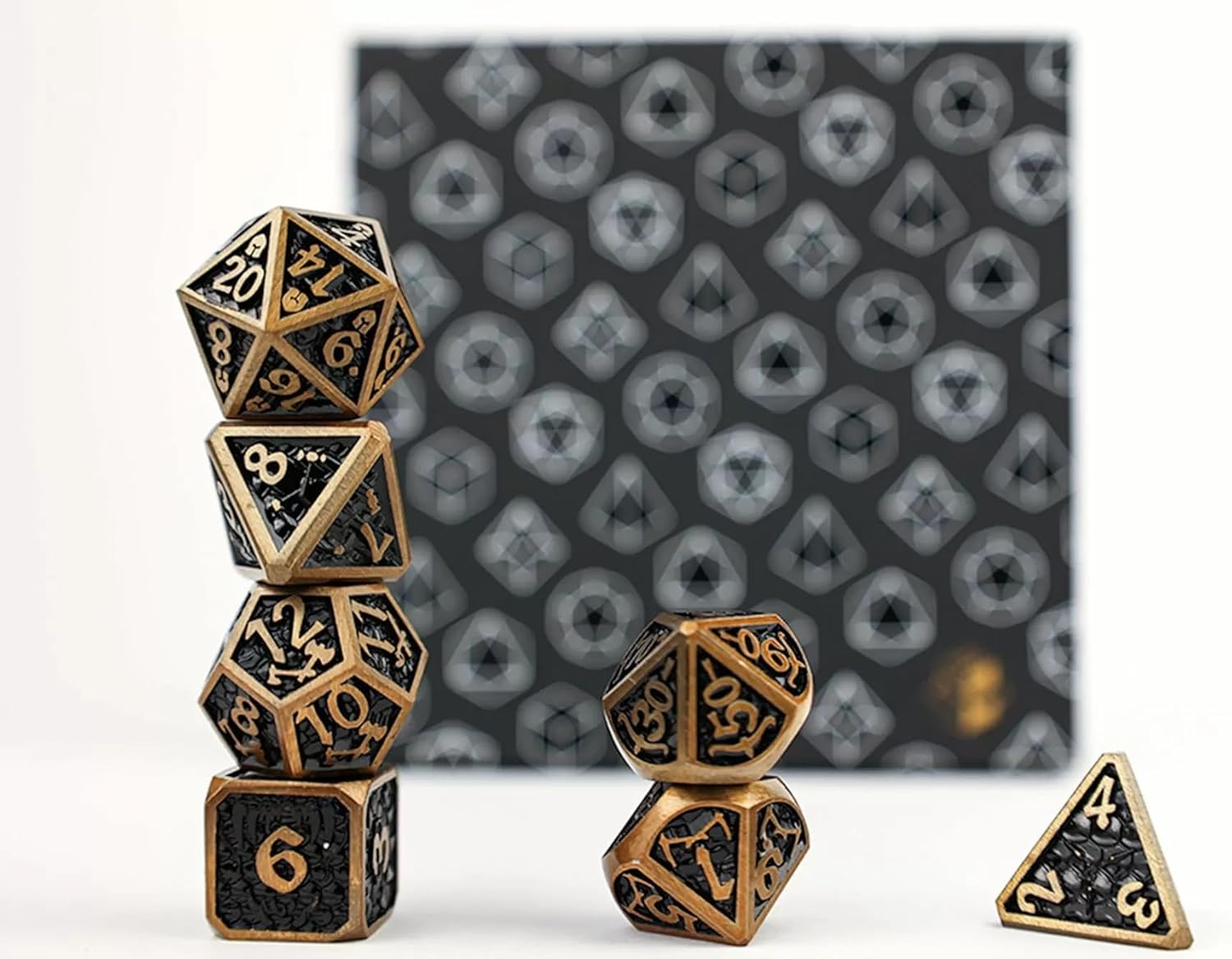 LPG Dice Set - Metal RPG Draco Dark Black/Gold image number 2
