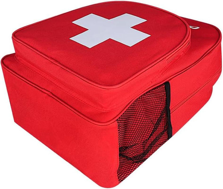 Red Emergency Bag First Aid Backpack Empty Medical First Aid Bag Treatment First Responder Trauma Bag for Hiking Outdoor Travel Camping Pet Dog Cat Daycare (Red White) - Green M image number 2