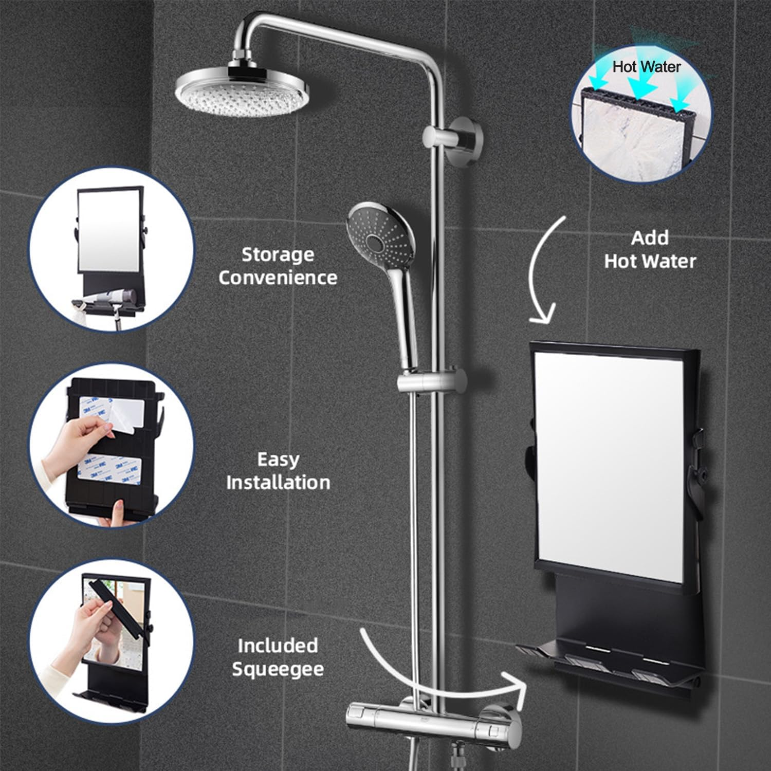 Water-Resistant Shower Fogless Mirror for Men - Double-Sided Magnification, Suction Cup Installation, Bathroom and Vanity Essential, Plastic, No-Drill Solution image number 6