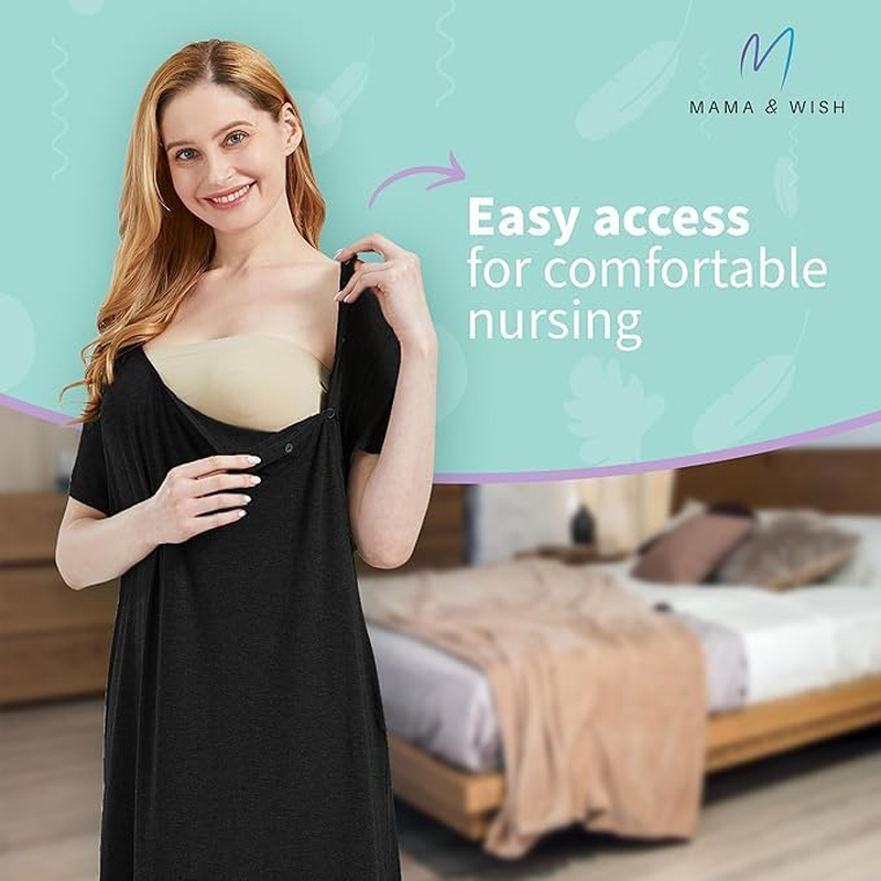 Mama & Wish Labor and Delivery Gown 3 in 1 Labor, Nursing Gown for Hospital Made with Ultra-Soft Fabric for Ultimate Comfort image number 6