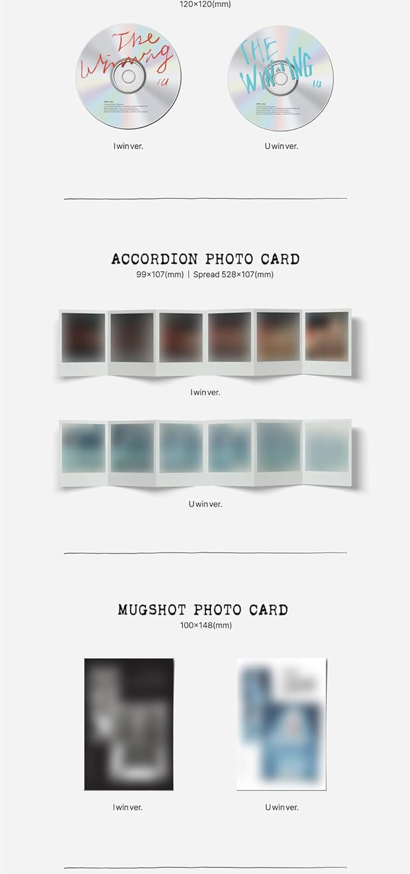 IU the Winning 6Th Mini Album Cd+Photobook+Accordion Photocard+Mugshot Photocard+Crossword Puzzle Postcard+Logo Sticker+Hidden Message Card+Photocard+Tracking Sealed (Set(I Win+U Win)) image number 4