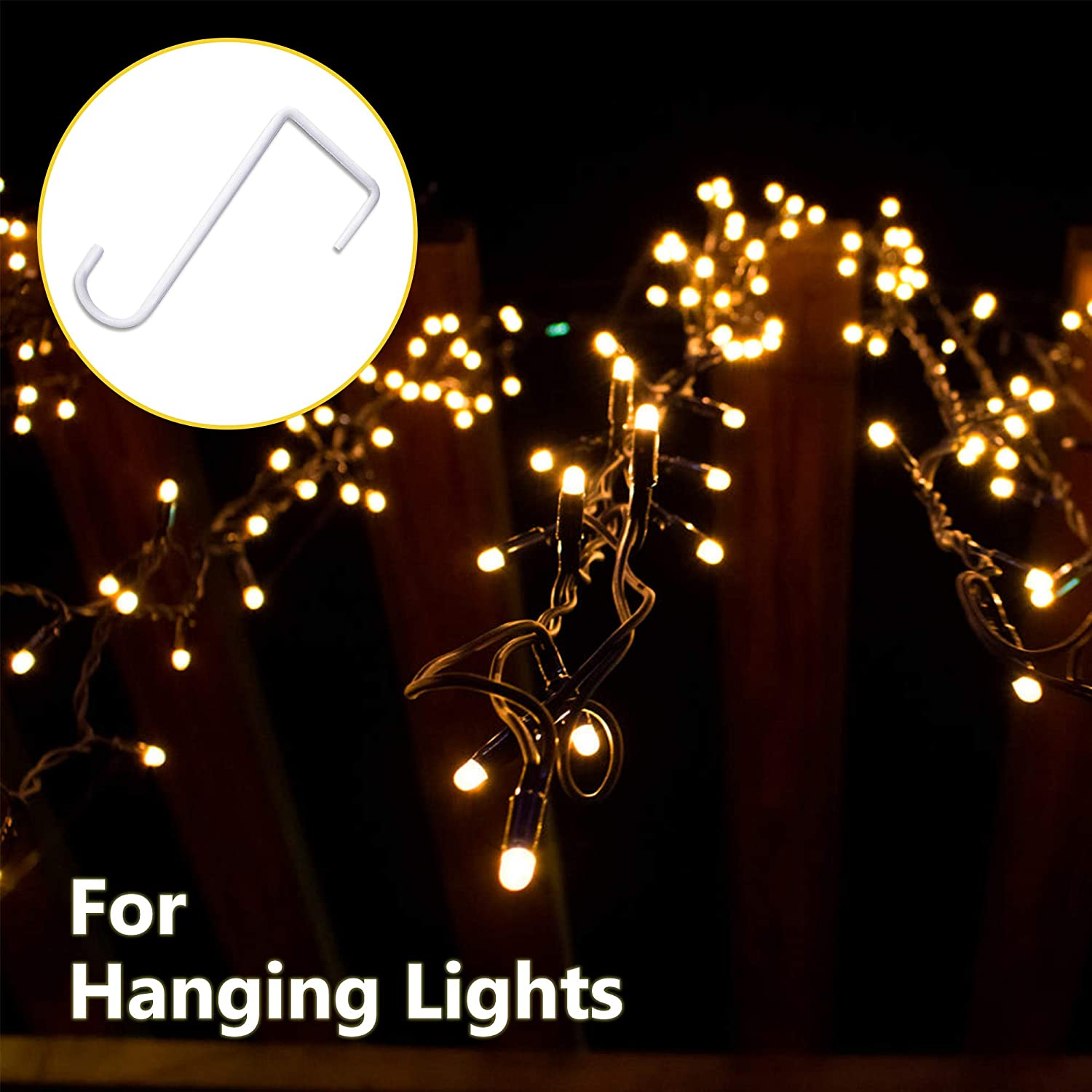 JOYSEUS 12Pcs Vinyl Fence Hooks, 2 X 6 Inches Patio Hooks, White Powder Coated Steel Fence Hooks Hangers for Hanging Plants, Lights, Pool Equipment&hellip; image number 6