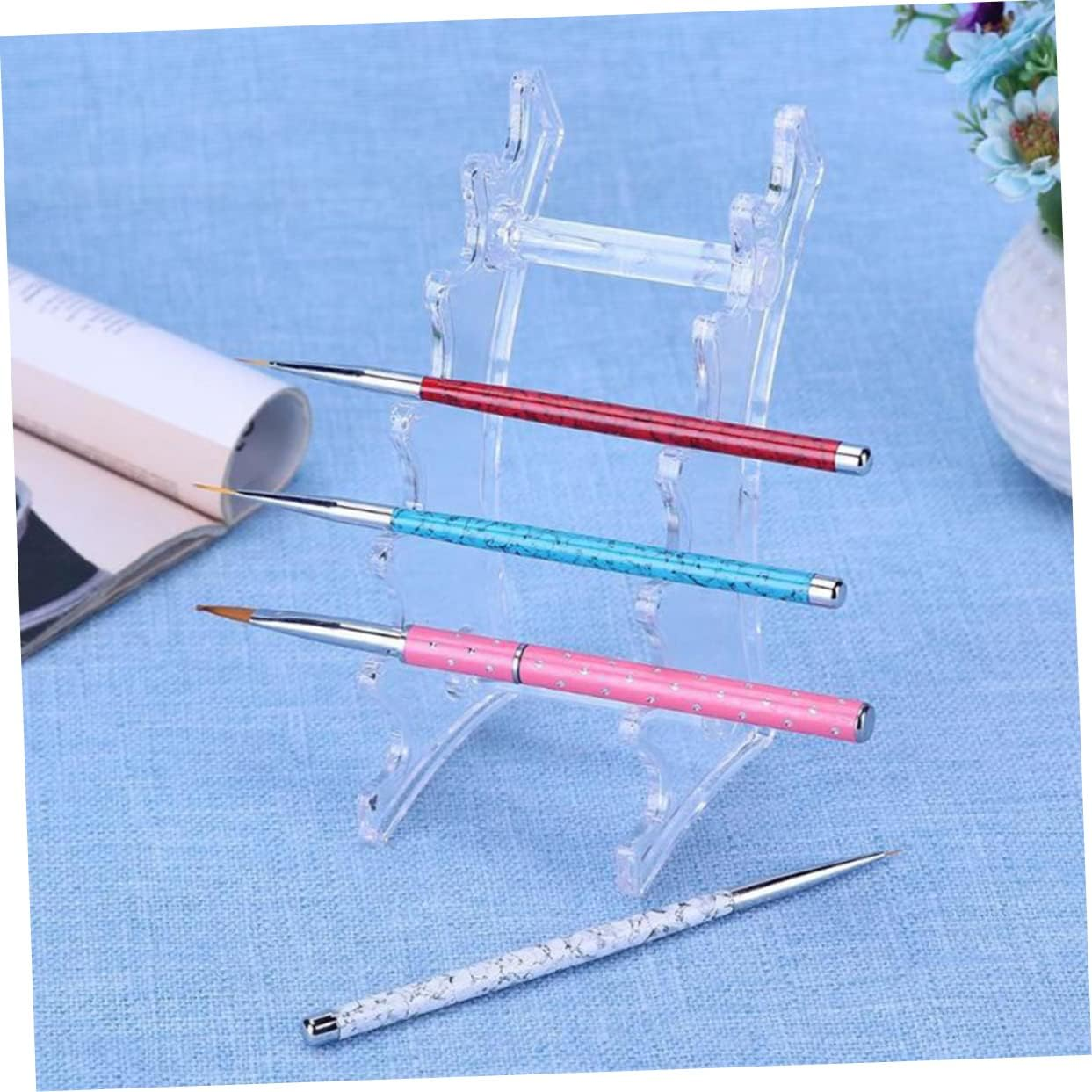 PLAFOPE 2Pcs Plastic Eyebrow Pen Stand Nail Art Pen Display Rack Pen Storage Holder Office Accessories Space-Saving Design image number 1