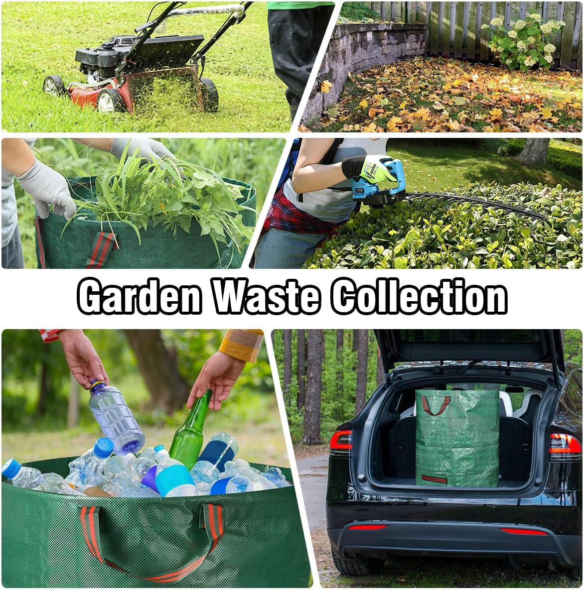 Garden Waste Bags Heavy Duty Reusable Garden Bags with Handles, 500L Large Garden Refuse Rubbish Sacks Green for Yard Debris Grass Cuttings Garbage Leaves Collection, Gardening Supplies