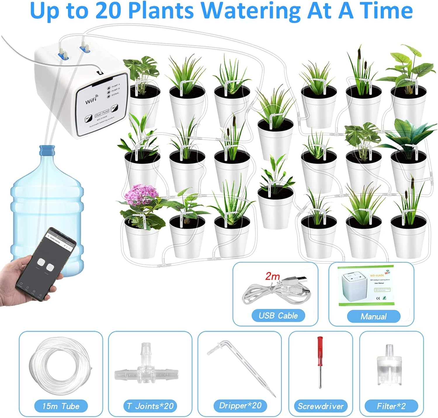 Remote Control Wifi Drip Irrigation Kit, Avvikro Automatic Watering System for Potted Plants up to 20, Plant Waterer Devices with Auto/Manual/Delay Watering Mode via APP image number 3