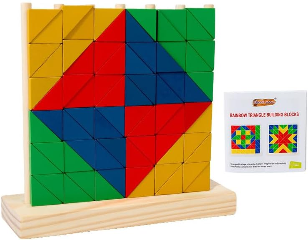 Classic Wooden Building Blocks, Rainbow Building Block Stacking Game, Preschool Activities, Educational Toys for Children Aged 3 and Above
