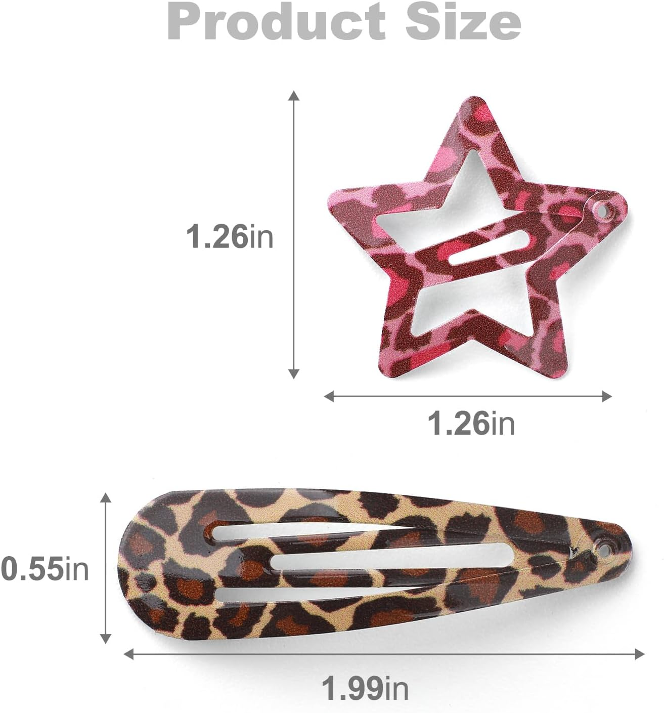 8 Pairs Metal Snap Hair Clips for Women - Star & Water Drop Barrettes, Non-Slip Y2K Hair Accessories for Thin or Thick Hair. Stylish Pink & Brown Leopard Accessories image number 4