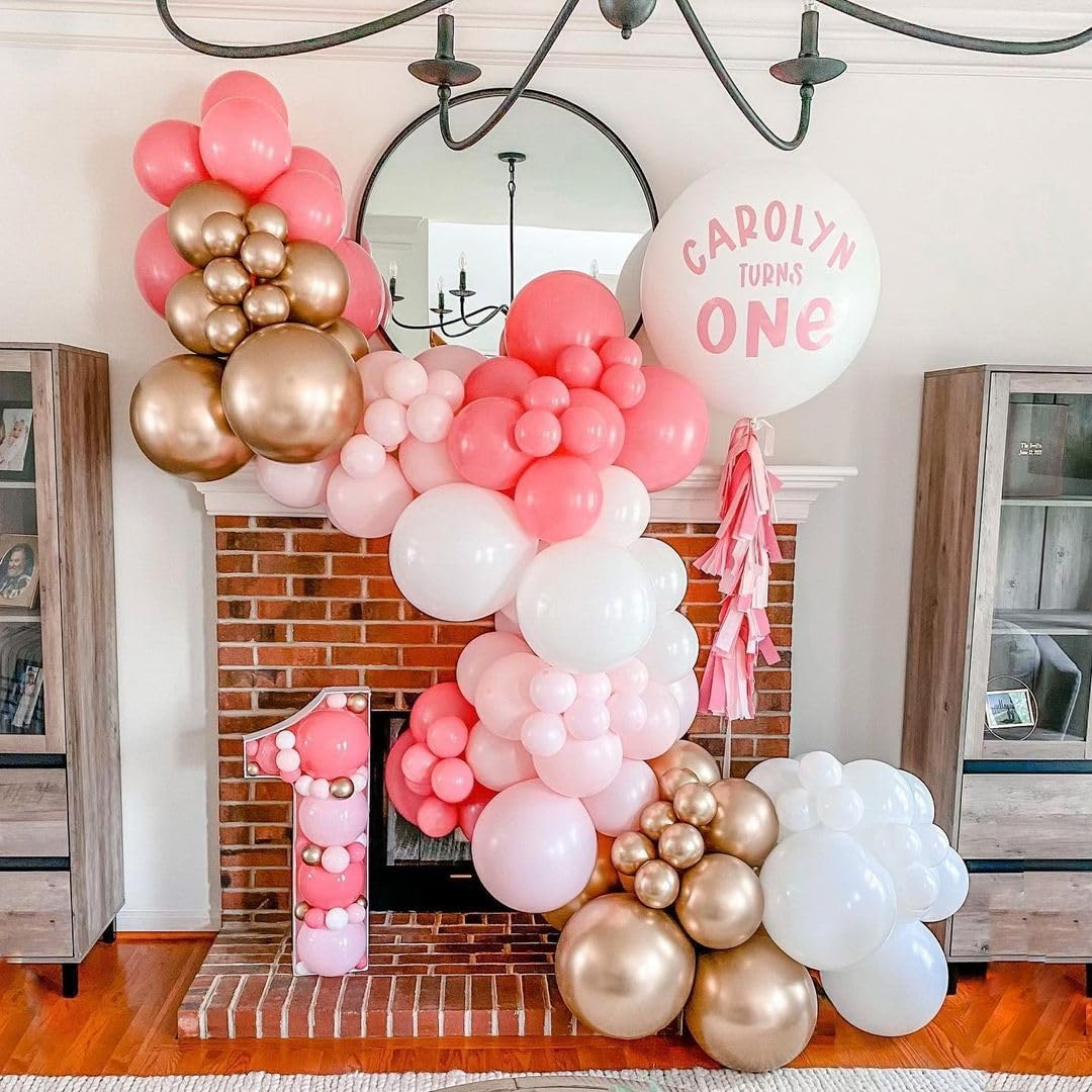 Pink and Rose Gold Party Balloons, 60Pcs 12 Inch Hot Pink White Rose Gold Confetti Latex Balloons for Birthday Wedding Baby Showe Gender Graduation Anniversary Party Decoration - Black Gold image number 7