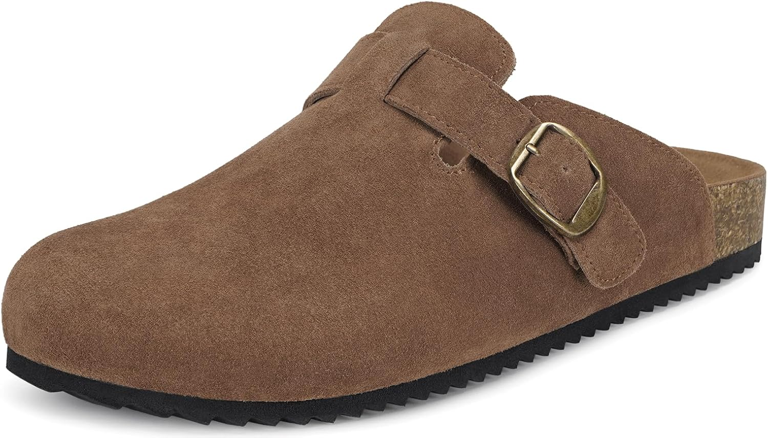 Intini Womens Suede Clogs Mens Genuine Leather Mules Cork Footbed Sandals with Arch Support