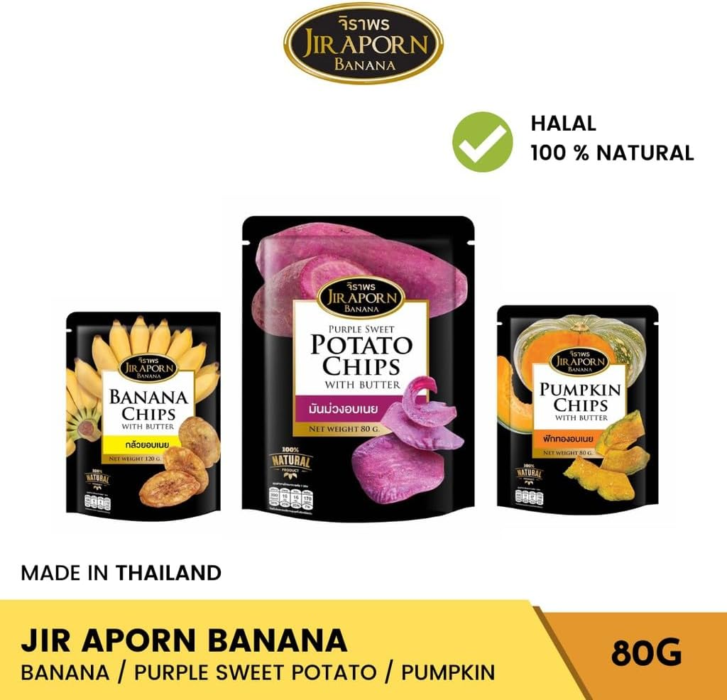Jiraporn Purple Sweet Potato Chips with Butter 80 G image number 5