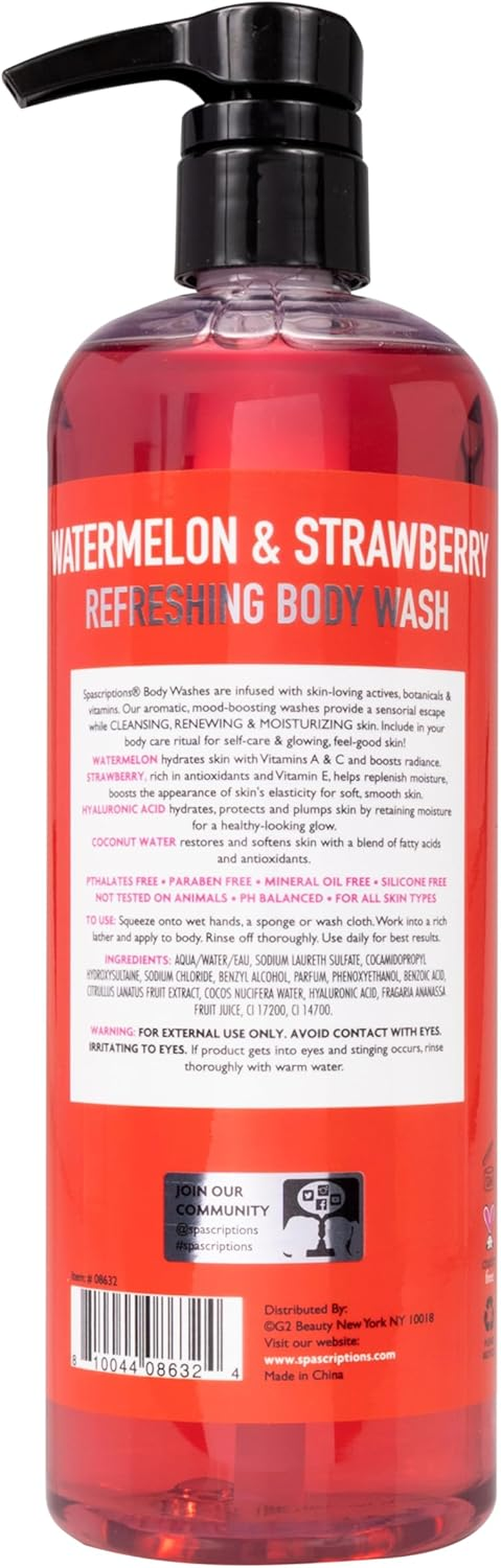 Spascriptions Refreshing Watermelon and Strawberry Body Wash 750 Ml