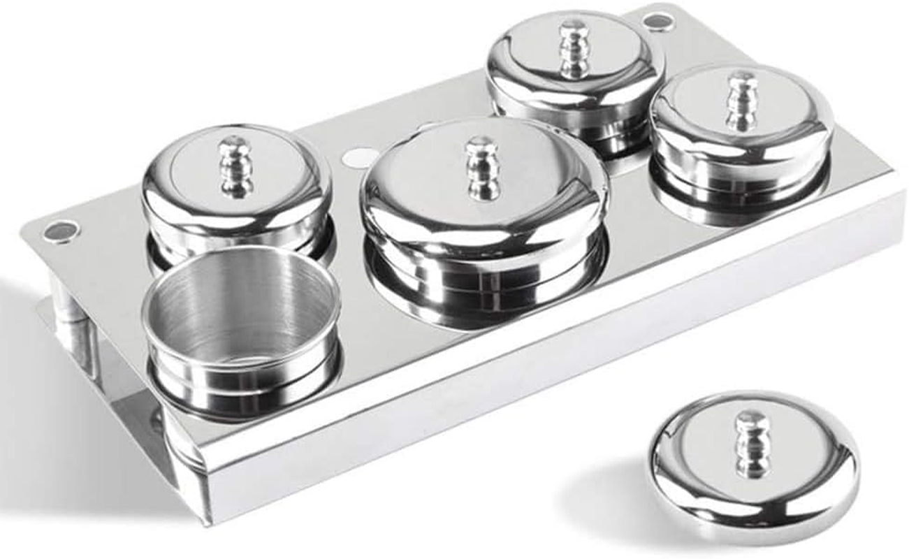 5-Piece Stainless Steel Nail Liquid Container, Mini Liquid Container, Non-Slip and Anti-Fall Lidded Container for Acrylic Powder, Nail Solution, Decorative Accessories, Pigments image number 4