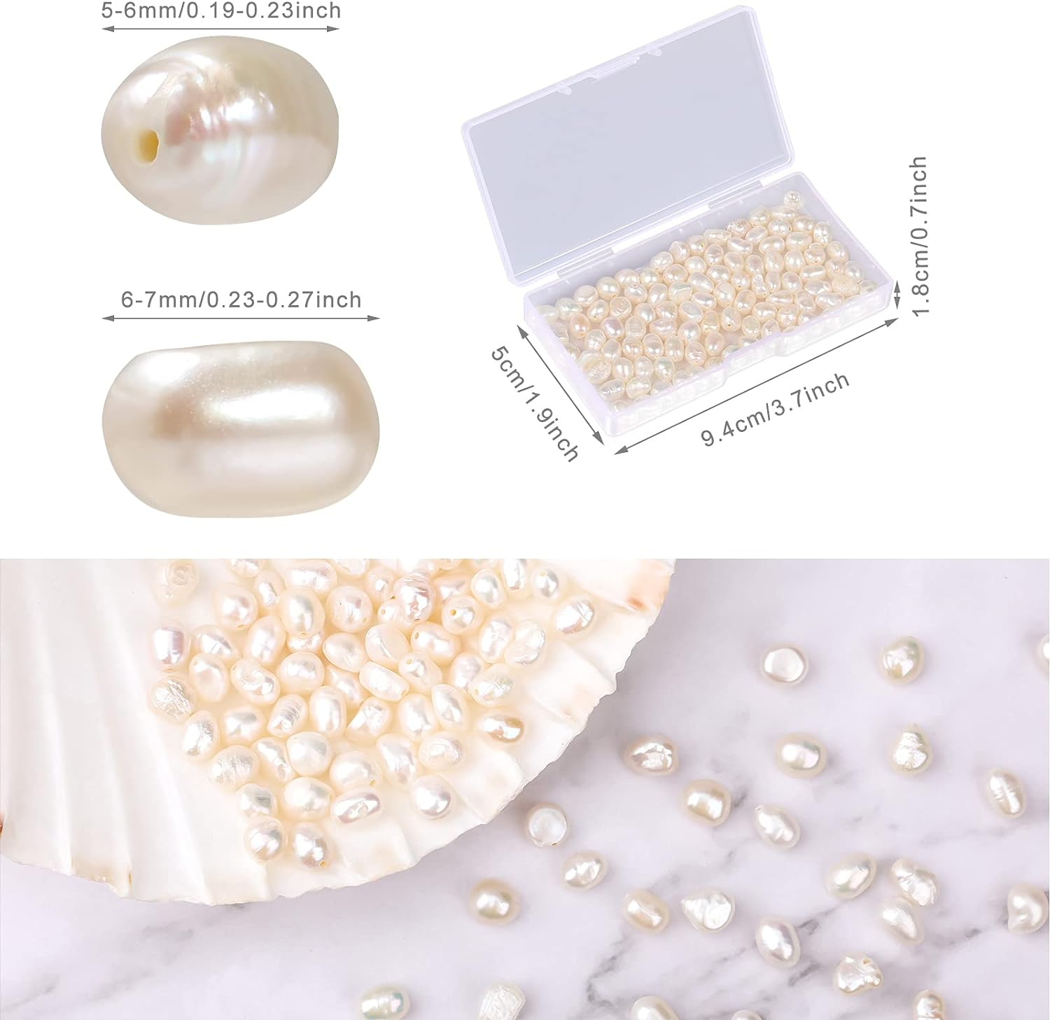 AIEX 2 Strings about 100 PCS 14.2-15.7Inch Natural Pearls Beads, Artificial Freshwater Cultured Pearl Beads Bulk White Spacer Pearl Bead for DIY Craft Bracelet Earring Jewelry Making image number 5