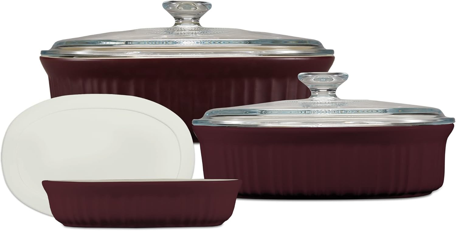 Corningware French White Bakeware 6-Piece Set, French Cabernet image number 2