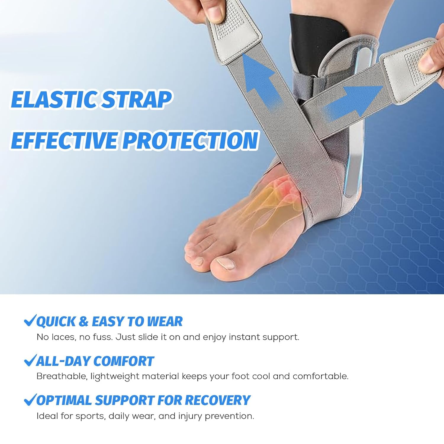 Ankle Brace Support for Men & Women, Adjustable Ankle Support for Sprained Ankle, Plantar Fasciitis, Achilles & Sports Injury, Lightweight Ankle Stabilizer Straps for Recovery - 1 Piece image number 5