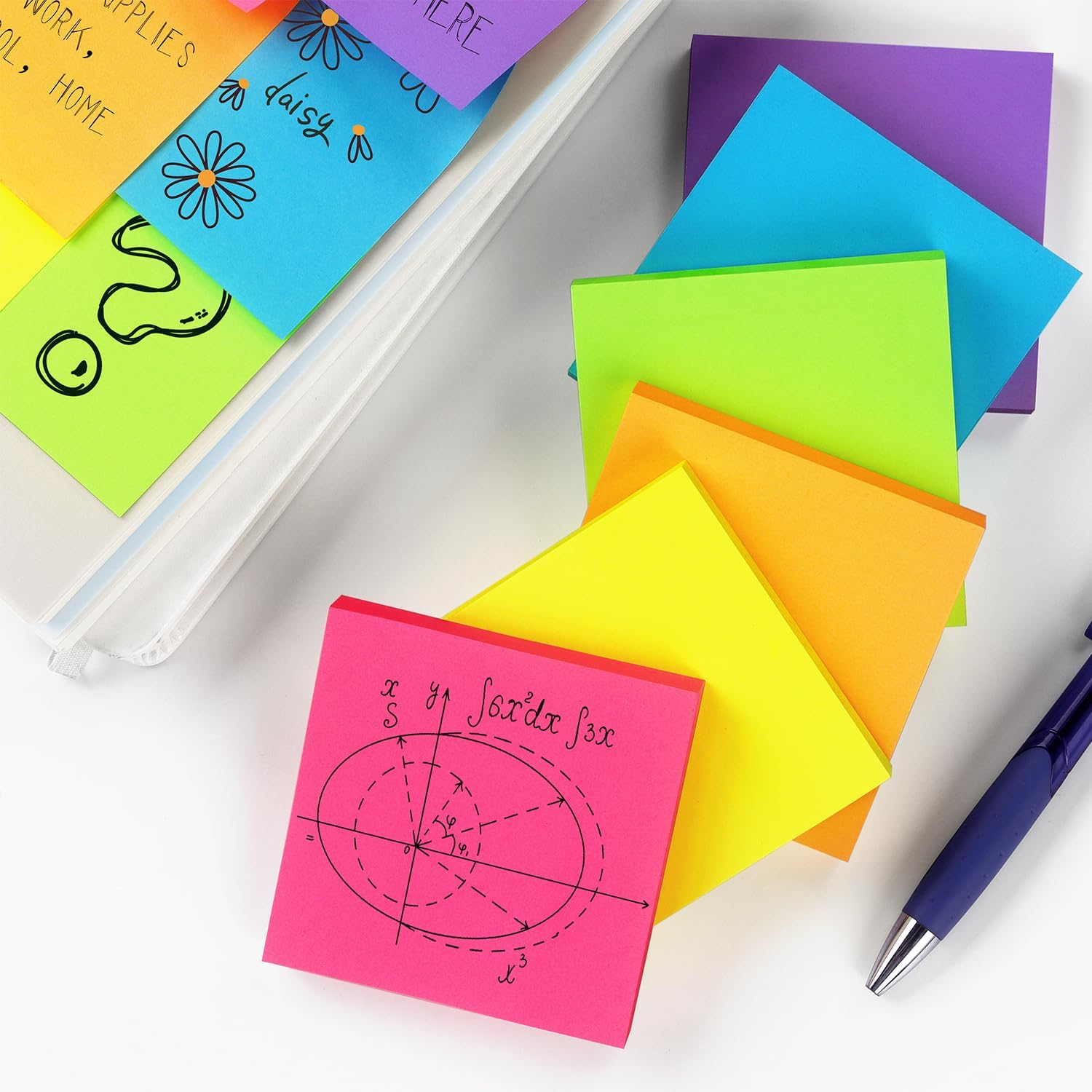 Sticky Notes 3X3 Inch Bright Colors Self-Stick Pads 6 Pads/Pack 100 Sheets/Pad Total 600 Sheets image number 1