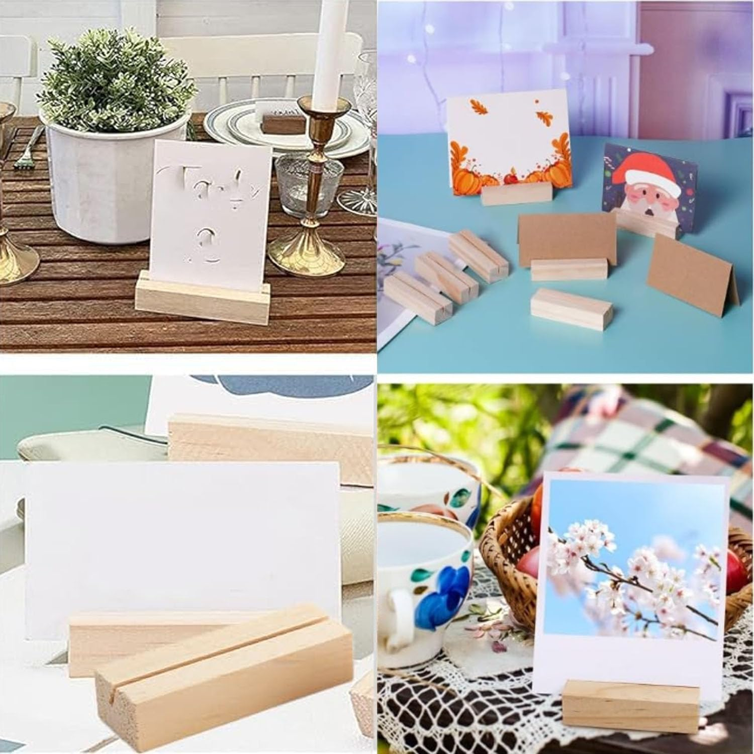 20Pcs Wooden Name Card Holder, Double Sided Display, Name Card Holder, Photo Holder, Table Number Holder, Wedding Party Event Decoration image number 2