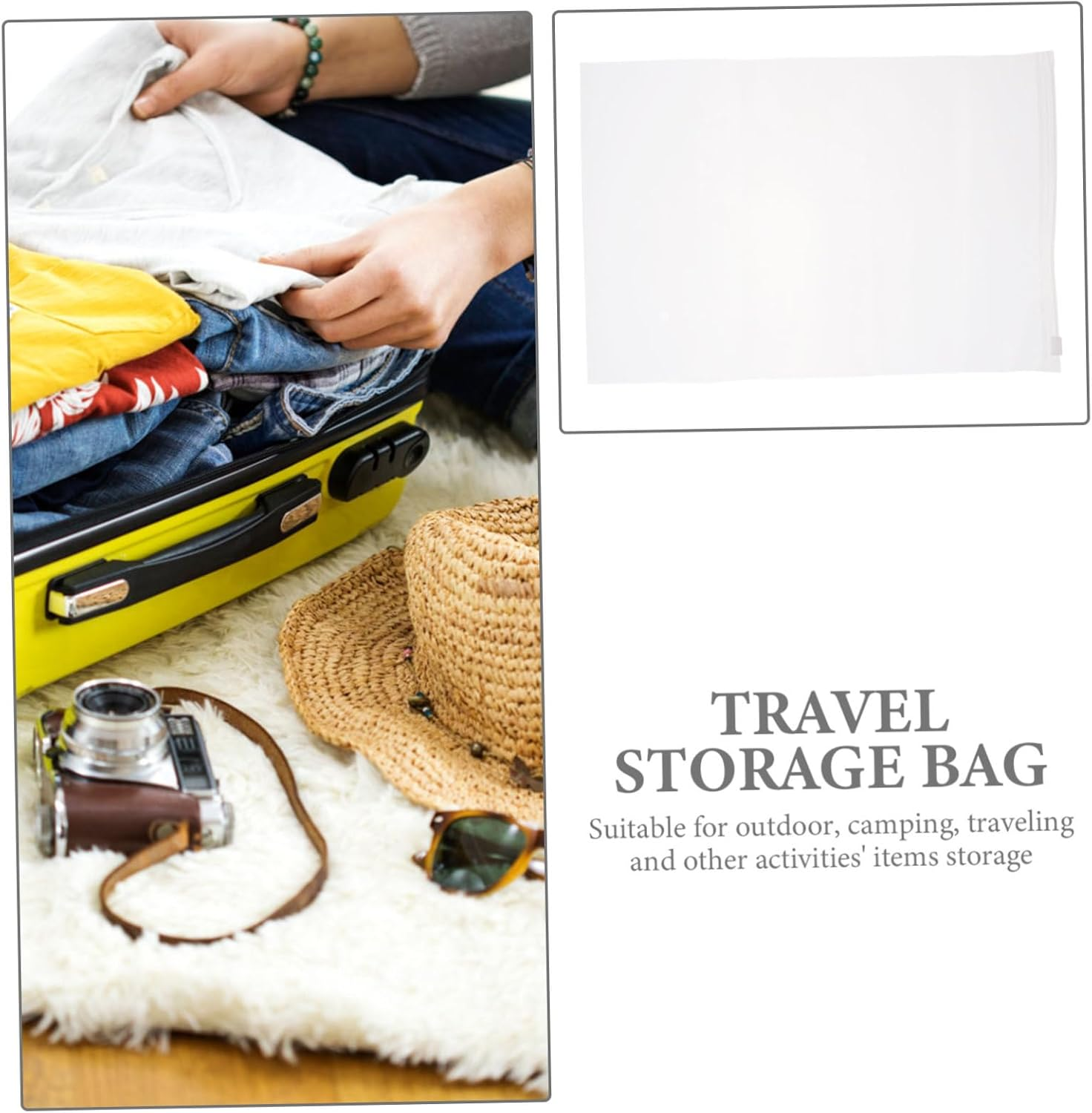 SHERCHPRY 100Pcs Clothes Pants Plastic Storage Bags Travel Storage Bags Packing Pouch for Travel Laundry Suitcase Clothing Organizer Seamless Sealed image number 5