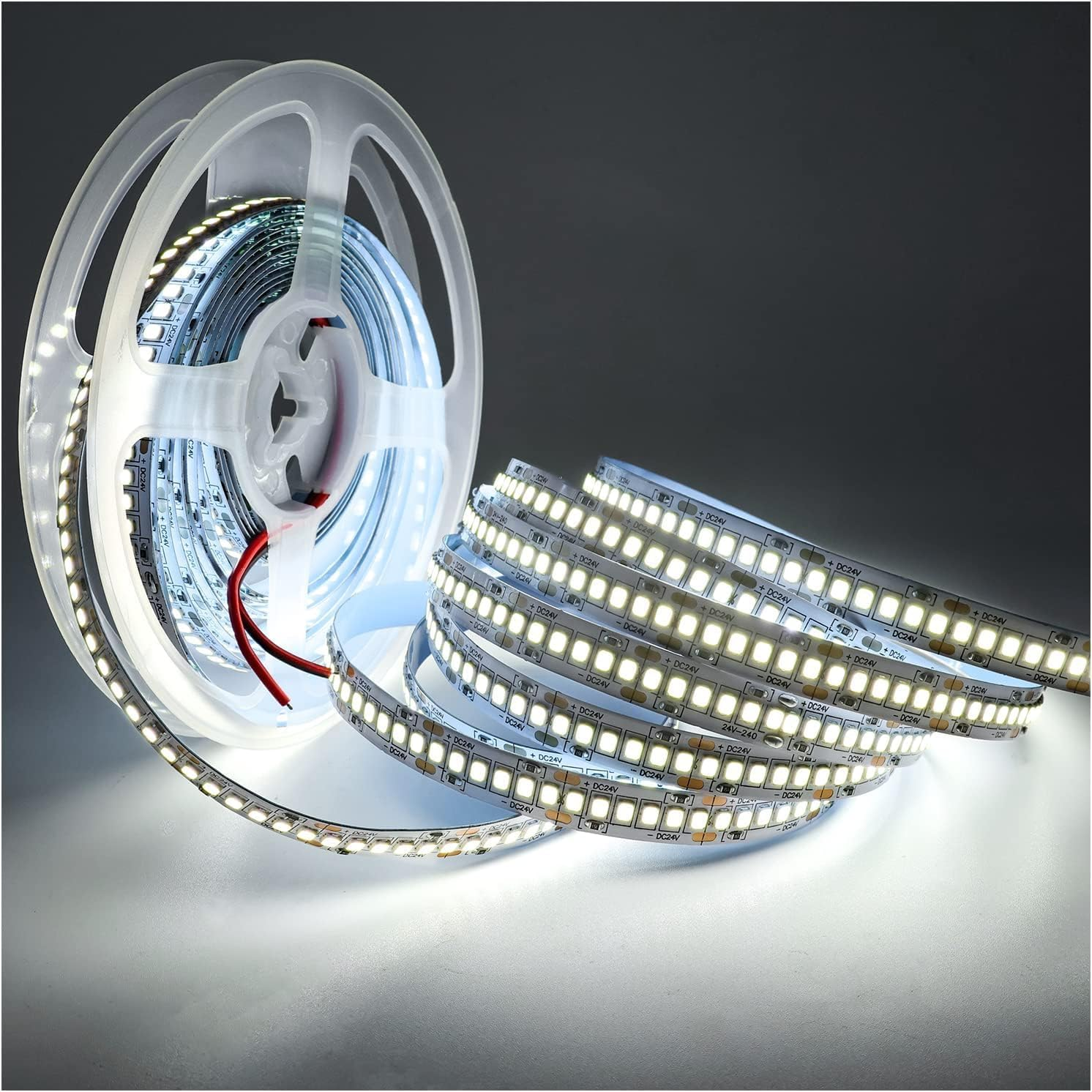 Tyun 24 V LED Strip Light, 1200 Leds, Natural White, 4000 K, 5 Metre Strip, Flexible Strip Light, SMD 2835 IP20 Strip Light for Garden, Bedroom, Kitchen Decoration
