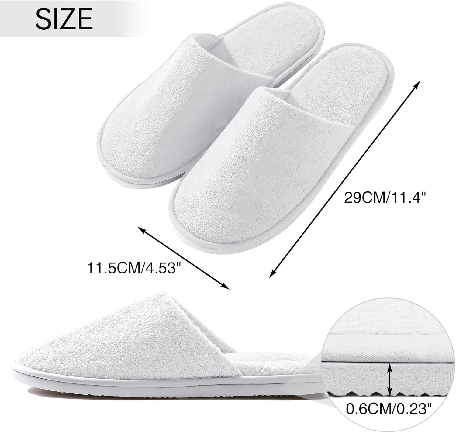 UINOFER 10 Pairs Spa Slippers, Disposable Hotel Cotton Velvet Closed Toe Slippers for Home, Bedroom, Bathroom, Indoor, Hotel or Commercial Use image number 5