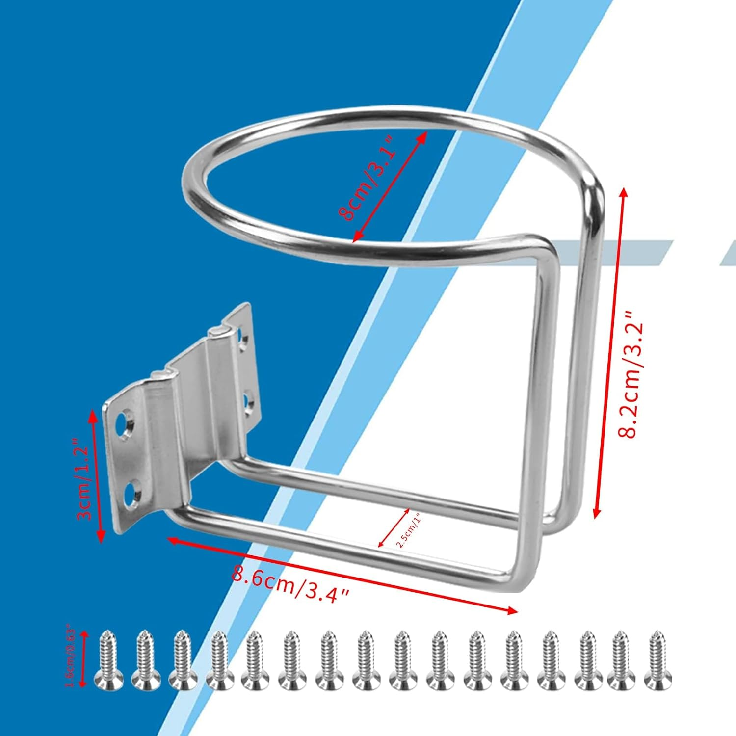 Evervanz 2Pcs Stainless Steel Boat Ring Cup Drink Holder Universal Drinks Holders for Marine Yacht Truck RV Car Trailer Hardware G_27 image number 2