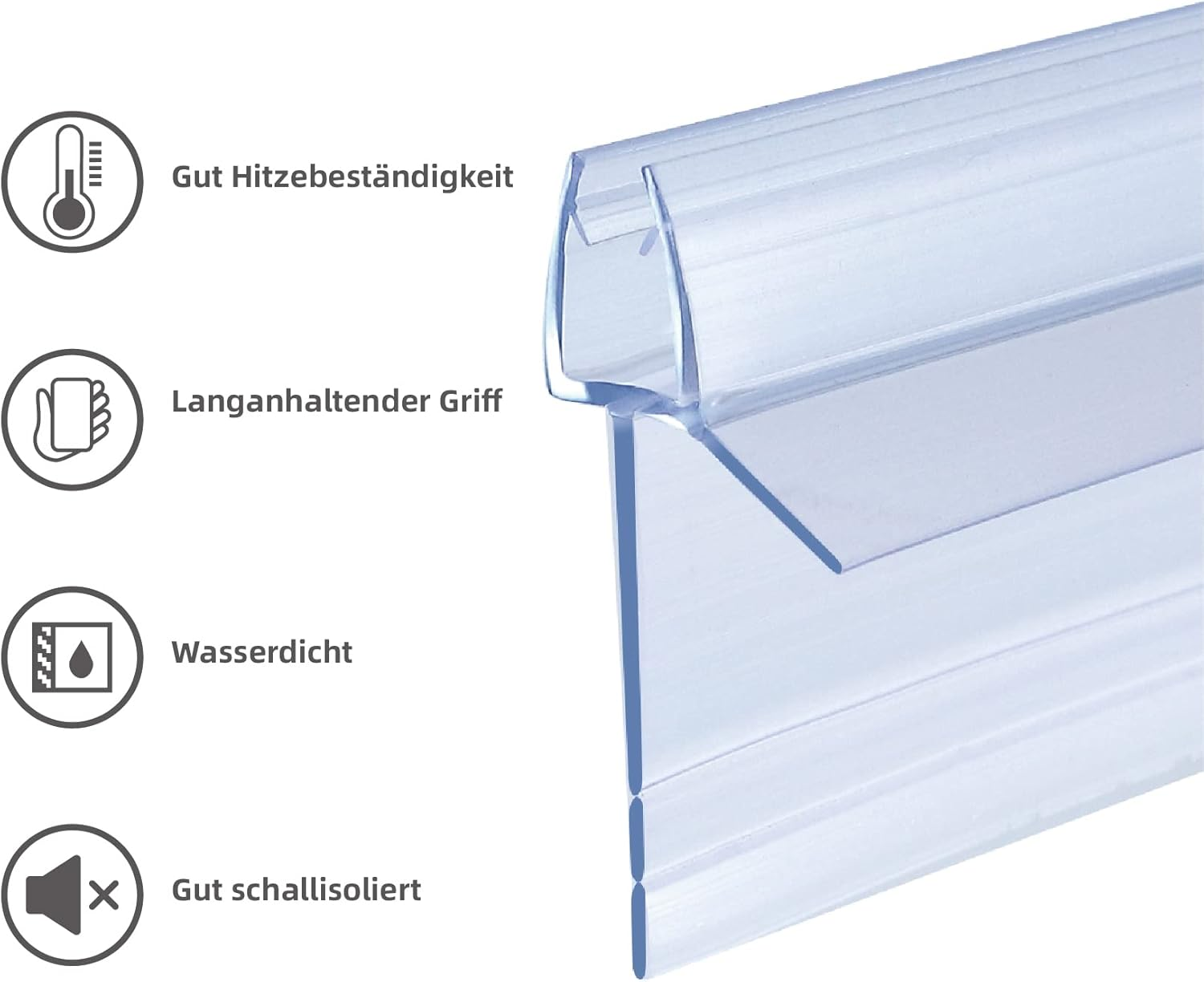 KOOBON Shower Seal 2 X 80 Cm Replacement Seal Shower Door for Shower Door Glass Thicknesses of 4-6 Mm, Water-Repellent Shower Door Seal or Shower Cubicle Seal for Shower Cubicle Bath