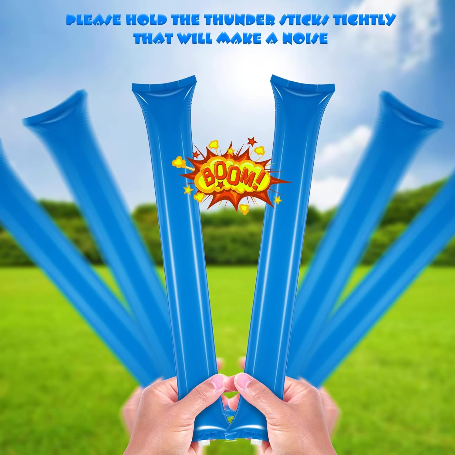 120 Pcs Thunder Sticks Thicken Bam Bam Plastic Cheering Sticks Inflatable Noise Makers for Sporting Events Team Spirit Cheerleading Stick for Sporting Cheers Basketball Football Dance Party - Red image number 5