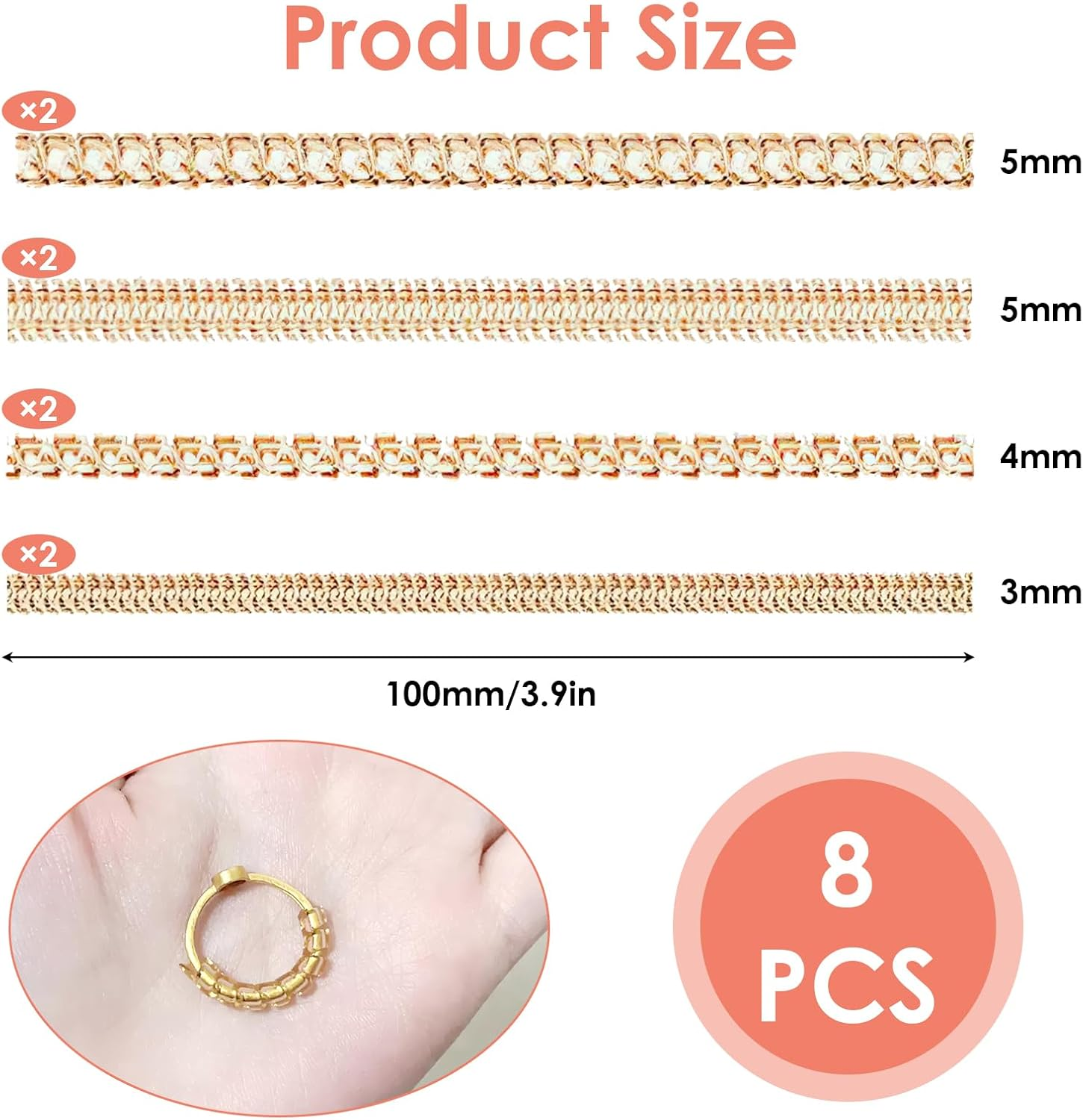 Ring Size Adjusters - Invisible Ring Adjusters for Daily Wear, Loose Ring Size Adjusters Fit Almost Any Ring, Ideal for Wedding, Engagement & Fashion Jewelry, Easy to Install & Reusable