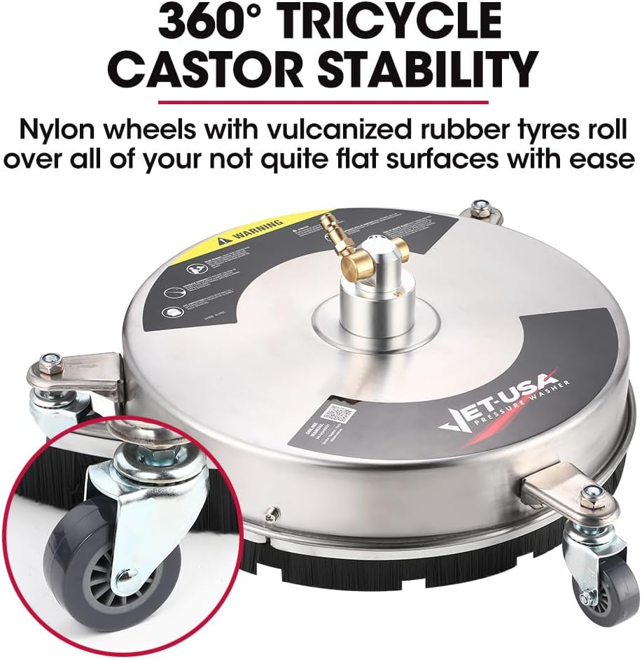 Jet-Usa 15" Stainless Steel Pressure Washer Surface Cleaner, 1/4" Fitting image number 4