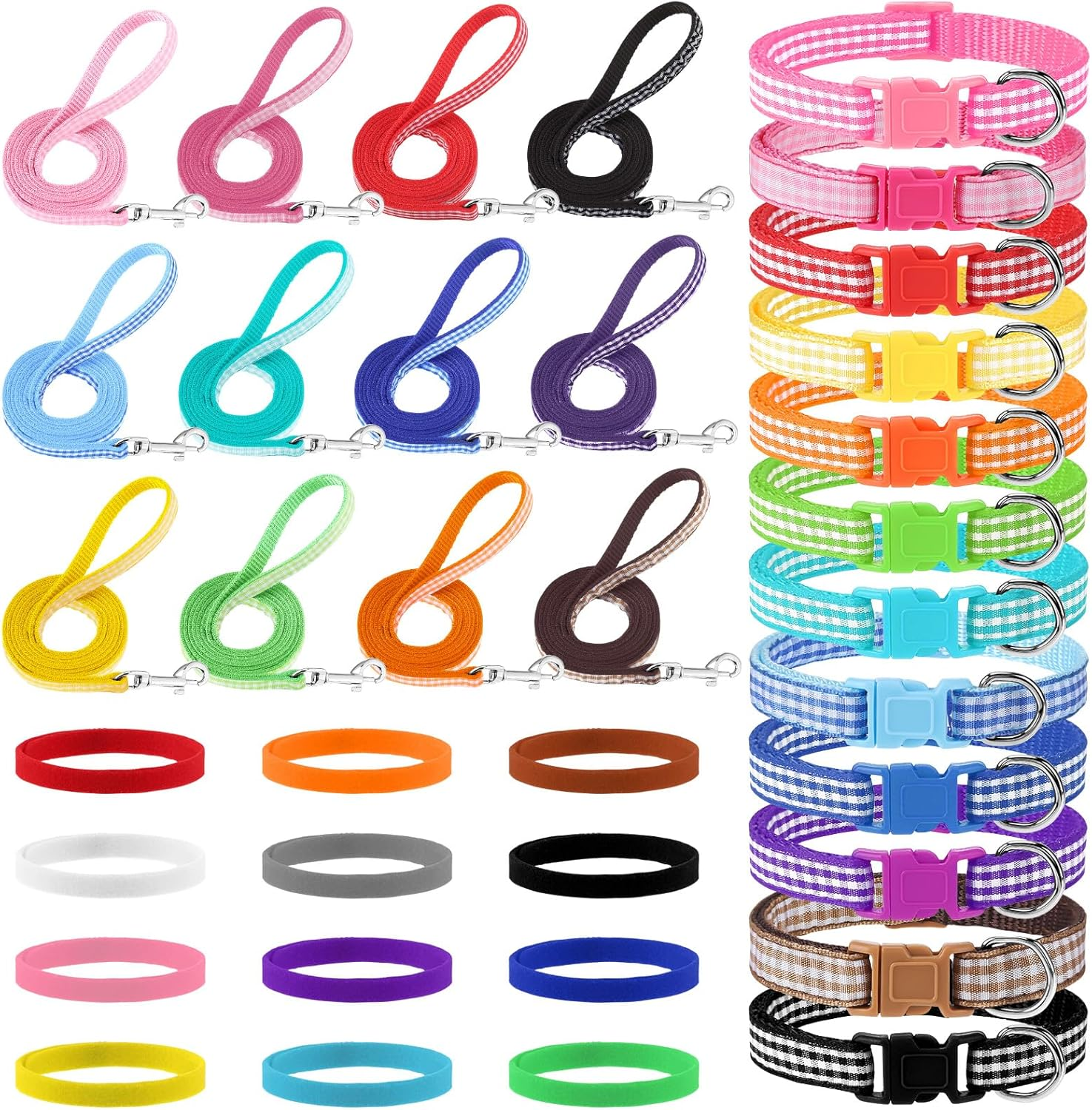 GGSTDDUP 36 Pcs Puppy Collar and Leash Set, Adjustable New Born Dog Collars and Leash Set Soft Nylon Whelping Puppy Collars for Litter Medium Small Dogs Walking Training