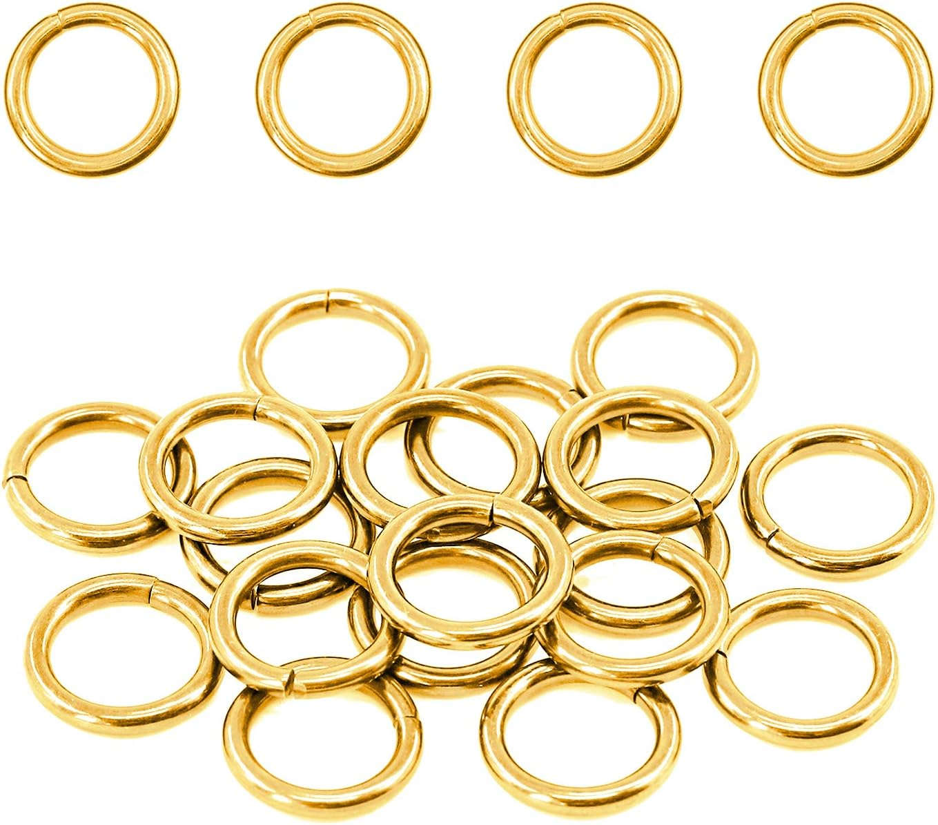 Swpeet 60Pcs Heavy Duty 3/5 Inch - 16Mm Gold Multi-Purpose Metal O Ring Metal Rings for Hardware Bags Ring Hand DIY Accessories Keychains Belts and Dog Leas (Gold, 3/5 Inch) image number 4