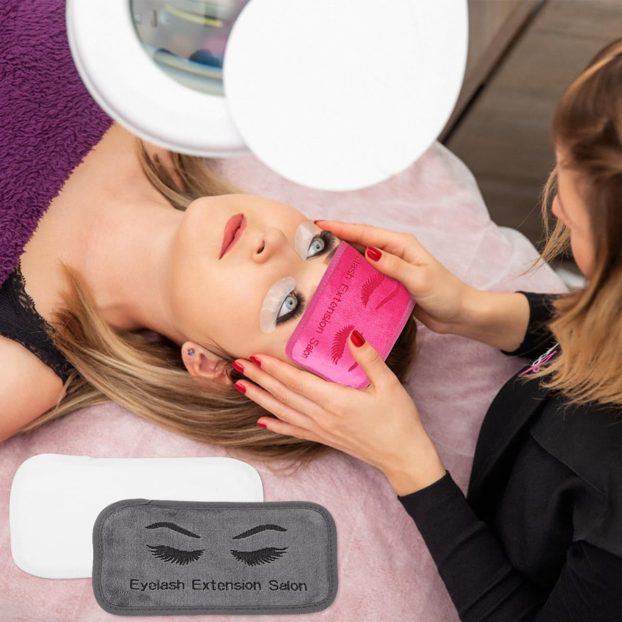 Beaupretty Pack of 3 Coloured Pads for Eyelash Extensions and Forehead Scarves for Eyelash Extensions, 3 Pieces Eyebrow Tool Eyebrow Extension Eyelash Accessories Tool False Eyelash Pads image number 1