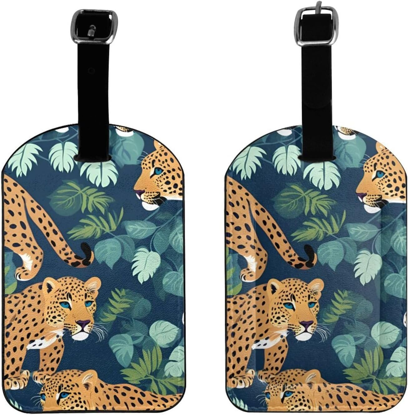 Leopard Print Elegant Tag Stylish Tag Luggage Tag 4.3 X 2.76 Inch for Suitcases Travel Bags