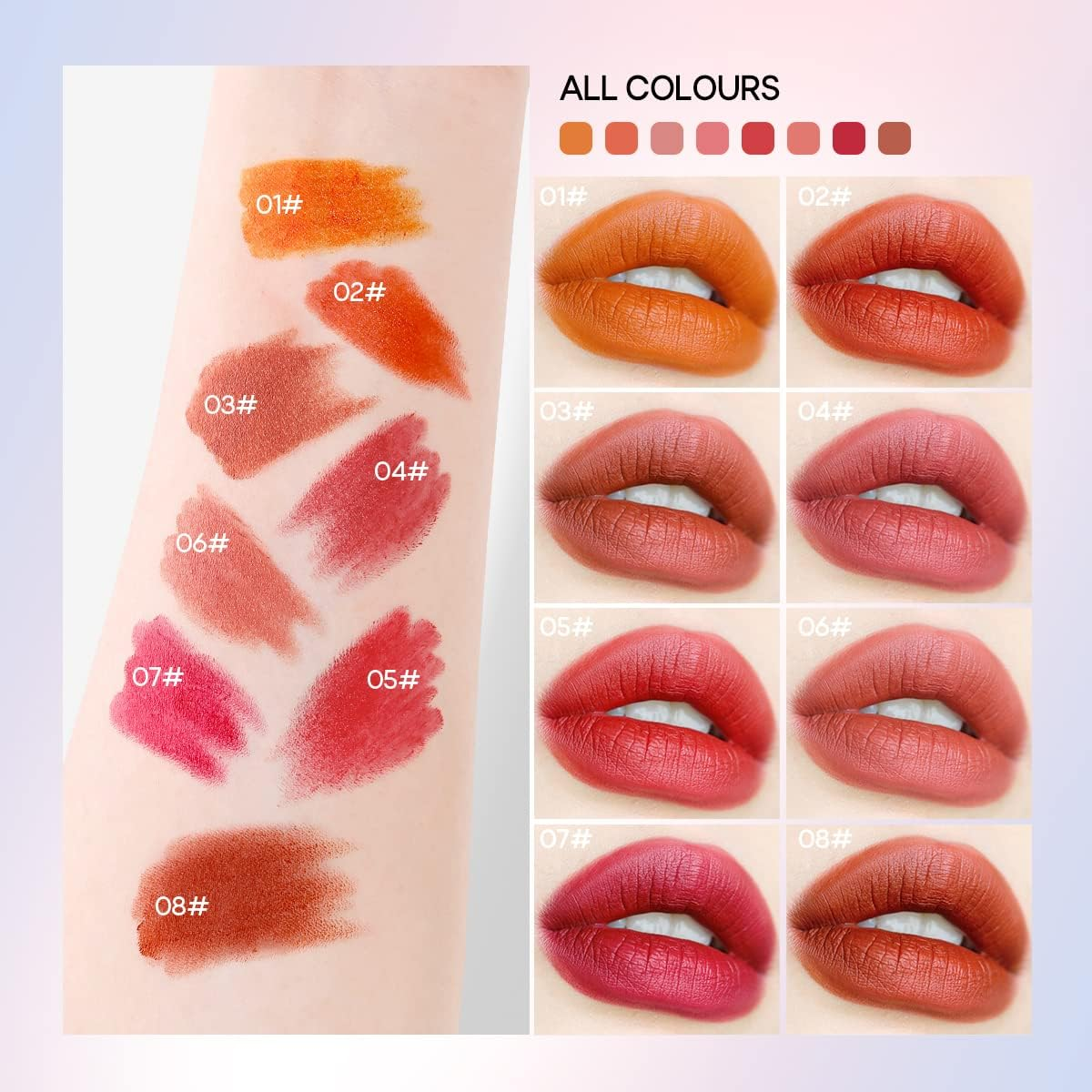 KISSIO 8 Colors Lipstick Set,Waterproof Long Lasting Mini Lipstick,Matte Lipstick,Mini Lipstick Set,Travel Friendly,Cruelty Free,1.27 Oz