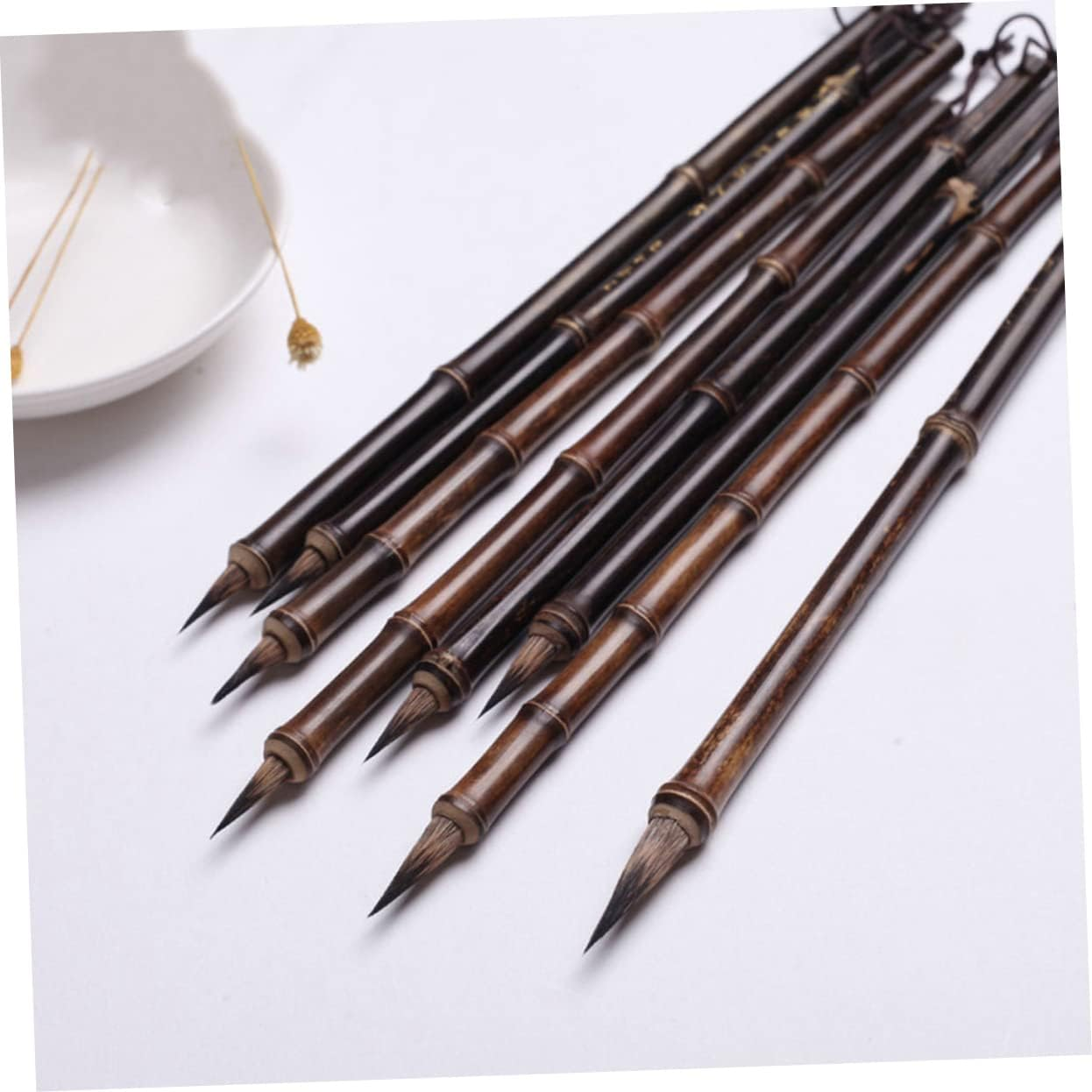 Operitacx Traditional Calligraphy Brush Pen for Beginners and Professionals Smooth Writing Purple Hair Bamboo Handle Calligraphy Art Practice image number 4