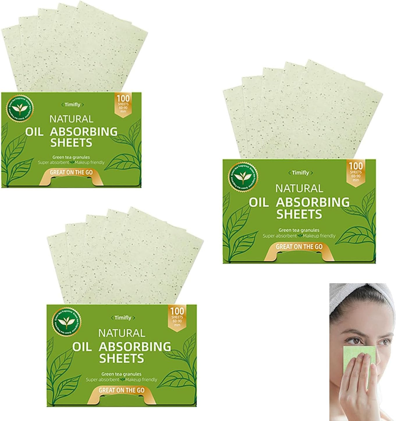 SYGELER Oil Blotting Sheets for Face, 3 Pack (300 Sheets) Oil Blotting Sheets for Make up Facial & Skin Care | Portable Makeup Blotting Paper for Women & Men image number 1