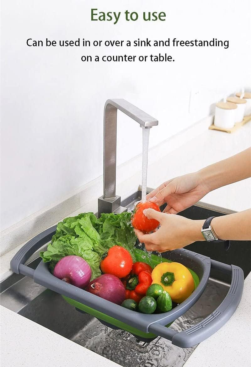Aparna Kitchen Collapsible Colander Strainer (6- Quart Capacity) &ndash; Folding Food Strainer with Extendable Handles &ndash; Perfect for Draining Pastas, Vegetables & Fruits &ndash; over the Sink Strainer