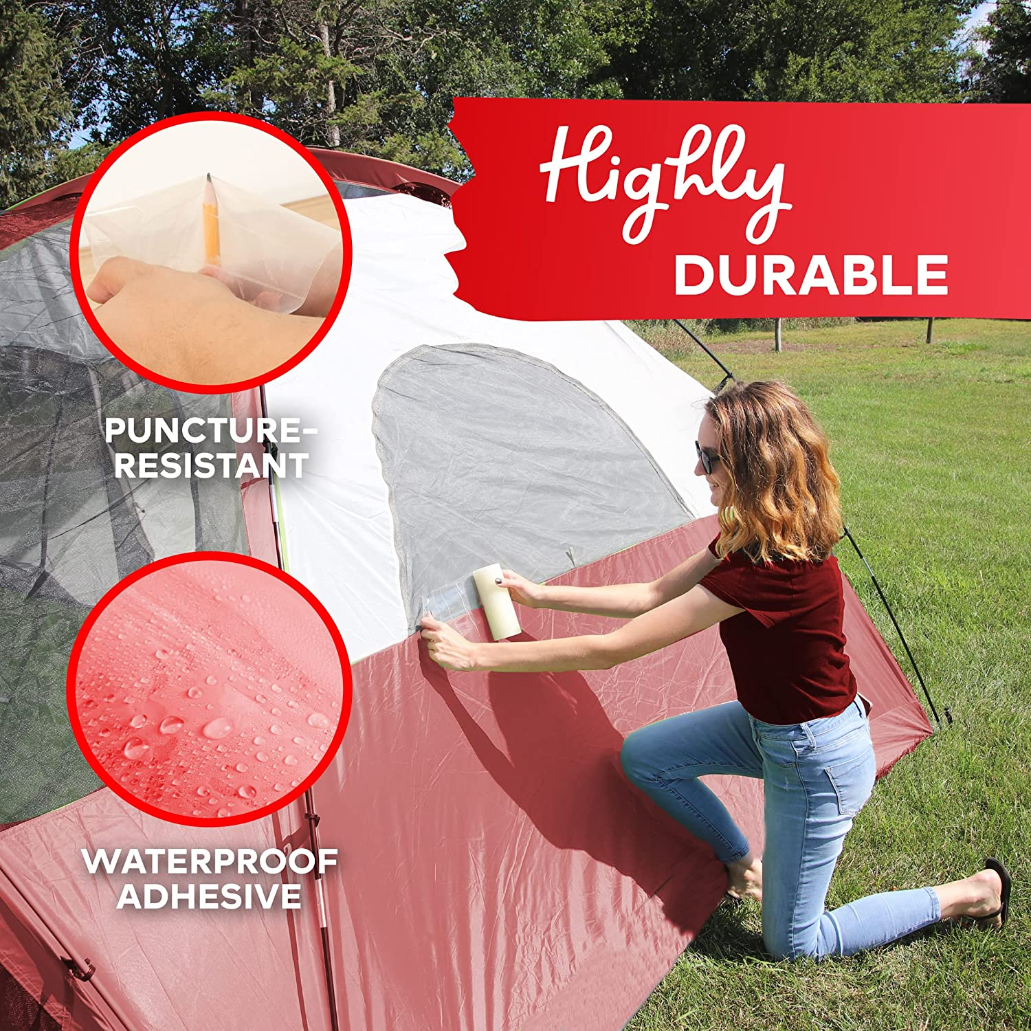 Xfasten Rv Awning Repair Tape, 6-Inch by 30-Foot, Waterproof Rip Stop Patch for Vinyl, Rv Punctures, Camper, Awning, Canopy, Tents, Tarpaulin and Greenhouse image number 4