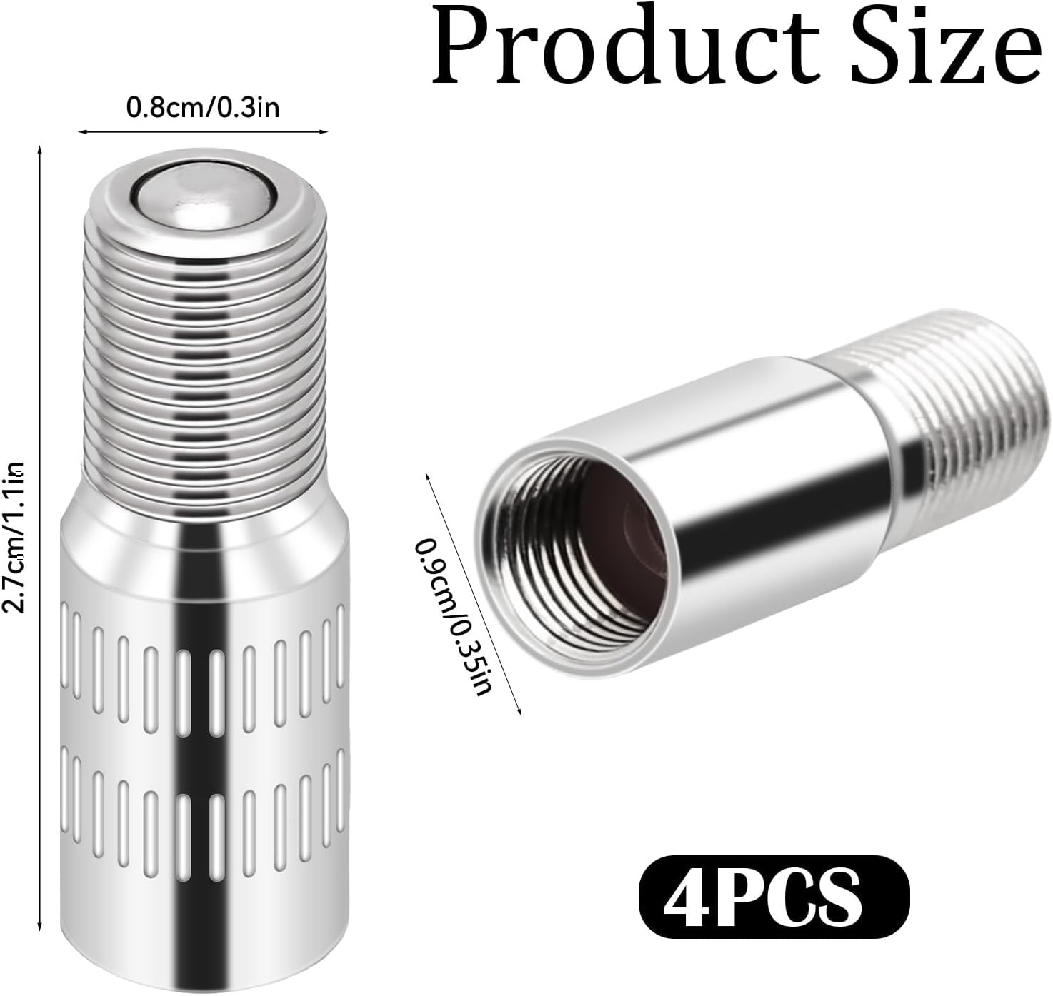 4 Pcs Tyre Valve Extension - Tire Valve Extenders Brass Tire Stem Extension Wheel Tire Cap Extender Adapter for Car Motorcycle Truck image number 3