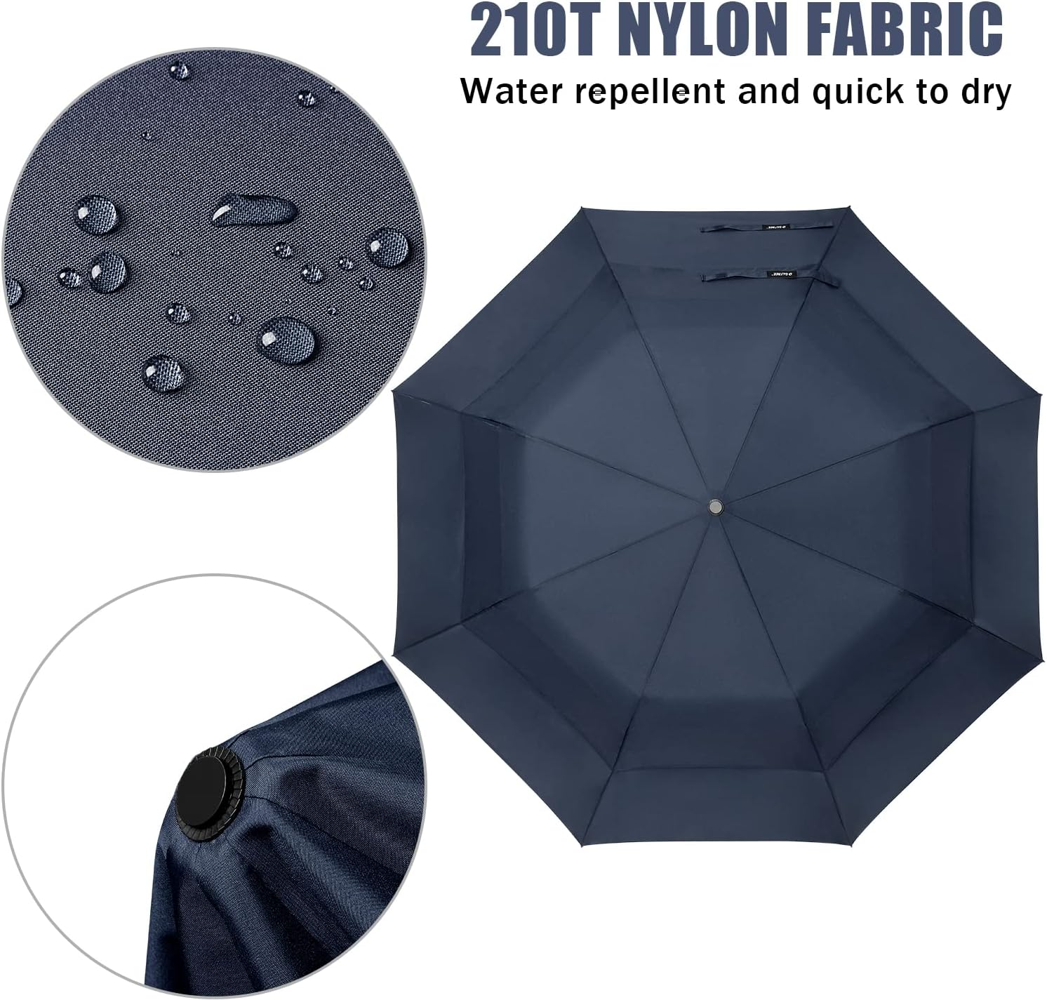 G4Free 62Inch Portable Golf Umbrella Automatic Open Large Oversize Vented Double Canopy Windproof Waterproof Sport Umbrellas(Blue/Navy) - Black image number 2