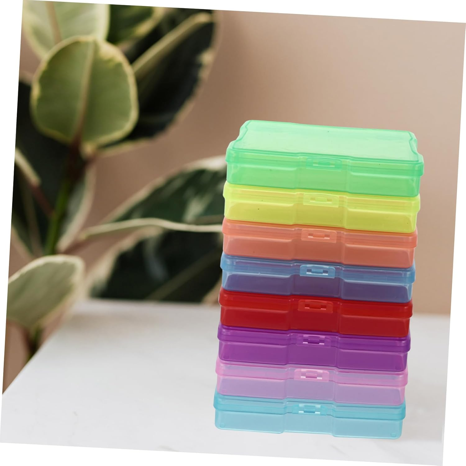 Mipcase 8Pcs Plastic Storage Boxes Photo Storage Container Postcards Organizing Case Multipurpose Jewelry Holder for Home and Office Mixed Colors 4X6 Inches image number 4