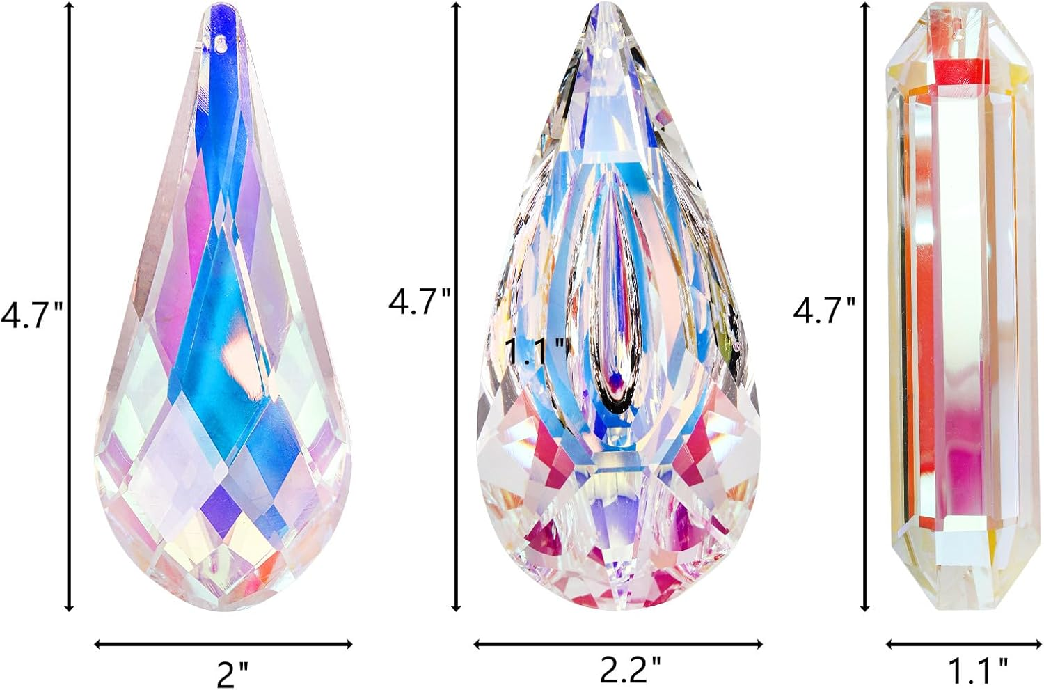 ZEAYEA 3 Pcs Crystal Prism, 4.7'' Crystal Suncatcher Prism for Window, Colored Hanging Prisms Pendant for Chandeliers, Garden, Room, Wedding, Christmas Tree Decoration, Home Decorative Accessories image number 5