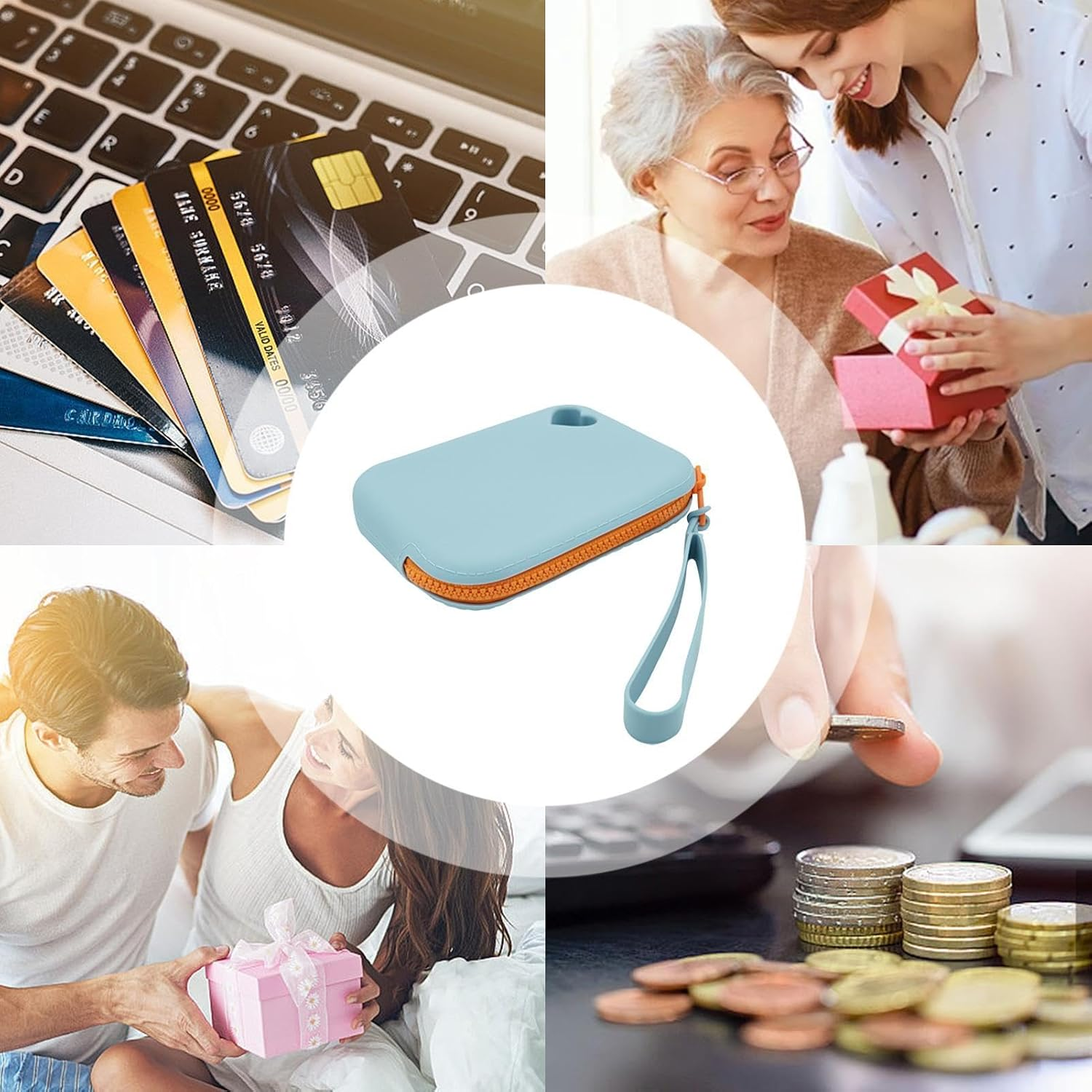 Silicone Silicone-Cosmetic Pocket, Waterproof Wallet | Portable Makeup Storage Bag, Small Cosmetic Travel Bag with Zipper for Women, Cosmetic Bag In, Light Blue, Fare Riferimento Alla Descrizione image number 4