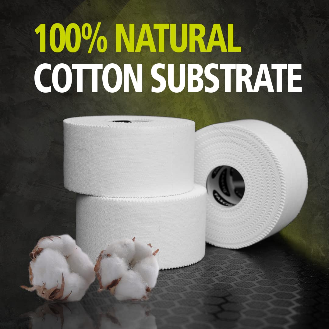 FASCIQ Premium Rigid Sports Tape | 8 Rolls 3.8Cm| White Athletic Tape | Easy Tear Soft Cotton | the Best Adhesion | Perfect for Athletes & Medical Trainers | Recover Faster, Train Harder!