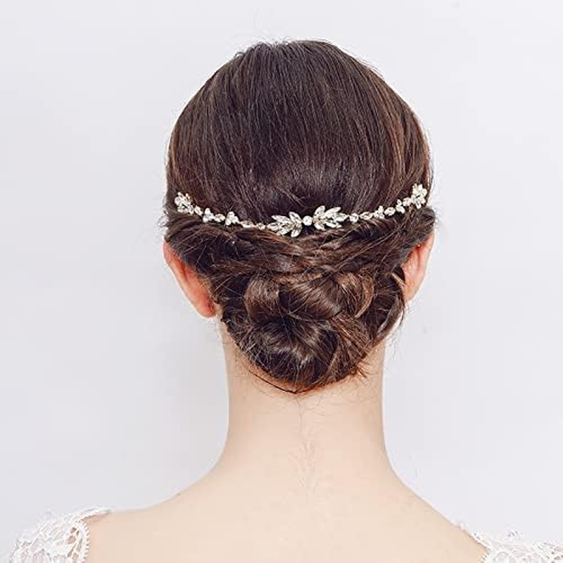 Resweky Bridal Wedding Flower Hair Comb Silver Rhinestone Bridal Hair Pieces Bridal Hair Side Comb Hair Accessories for Women and Girls image number 2