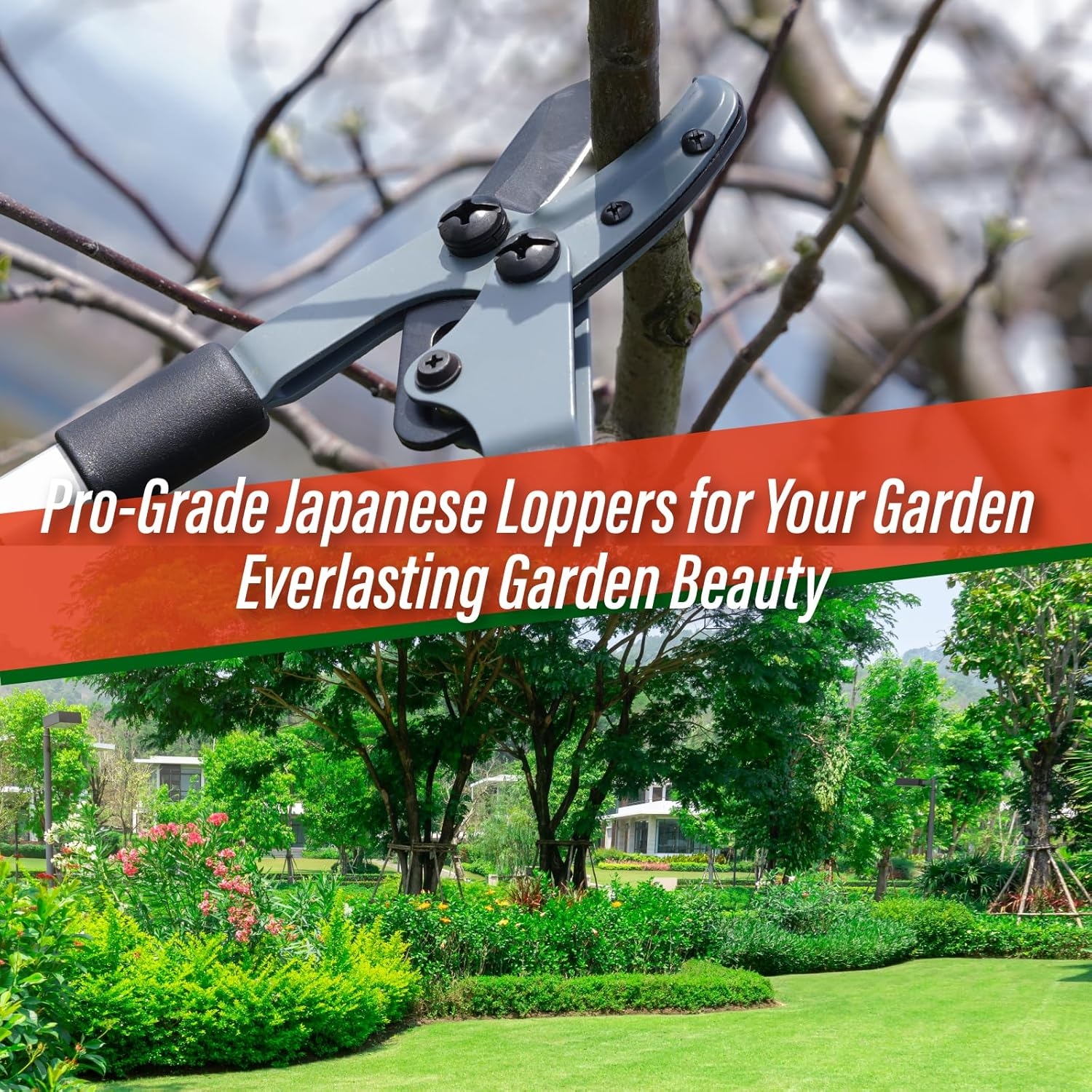 SUIZAN Anvil Hand Loppers 465Mm - Professional Japanese Branch Cutter Lightweight Compact Tree Trimmer Gardening Tools